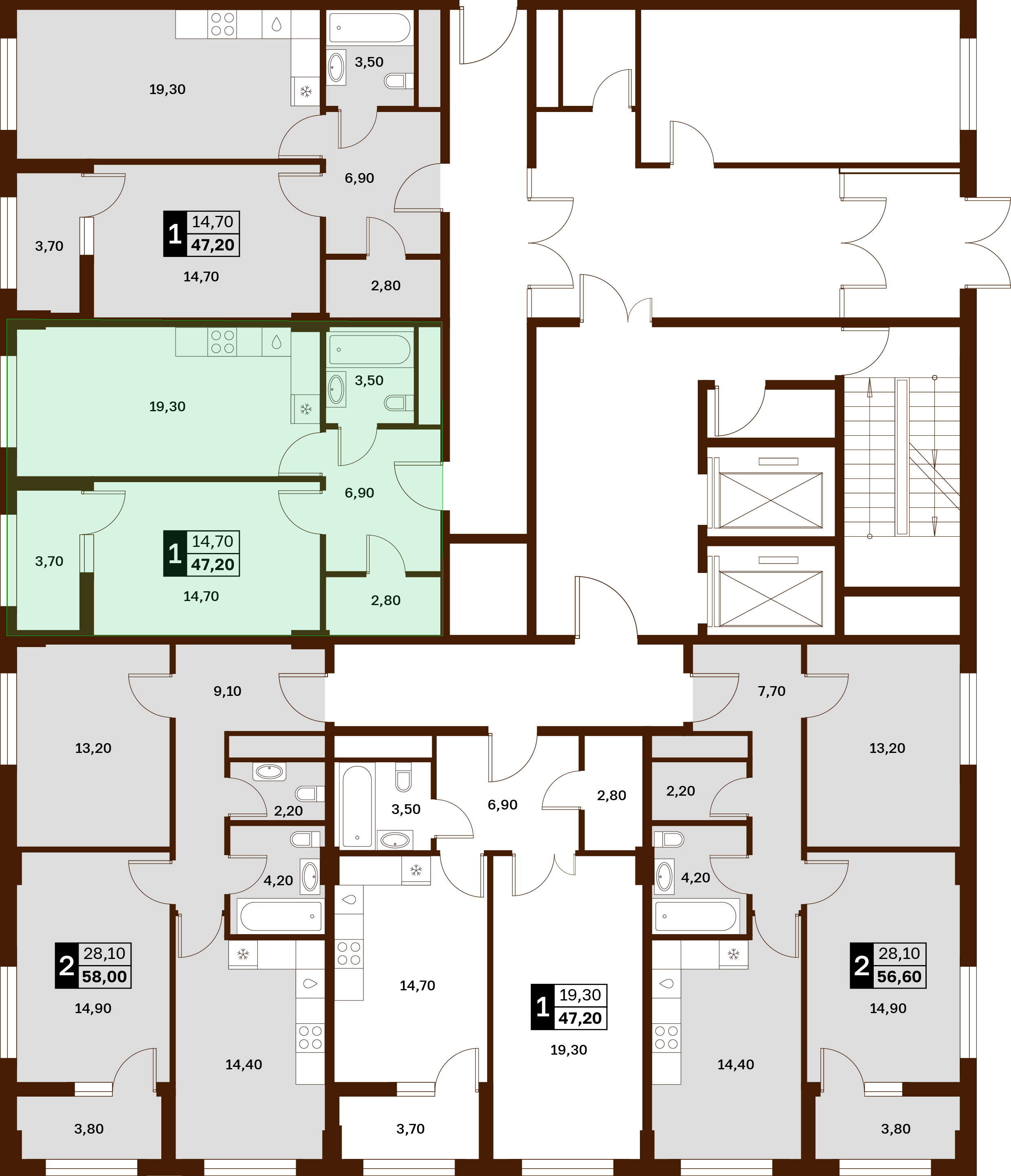 1-комнатная 49,05 м² в ЖК Аксис Патриот