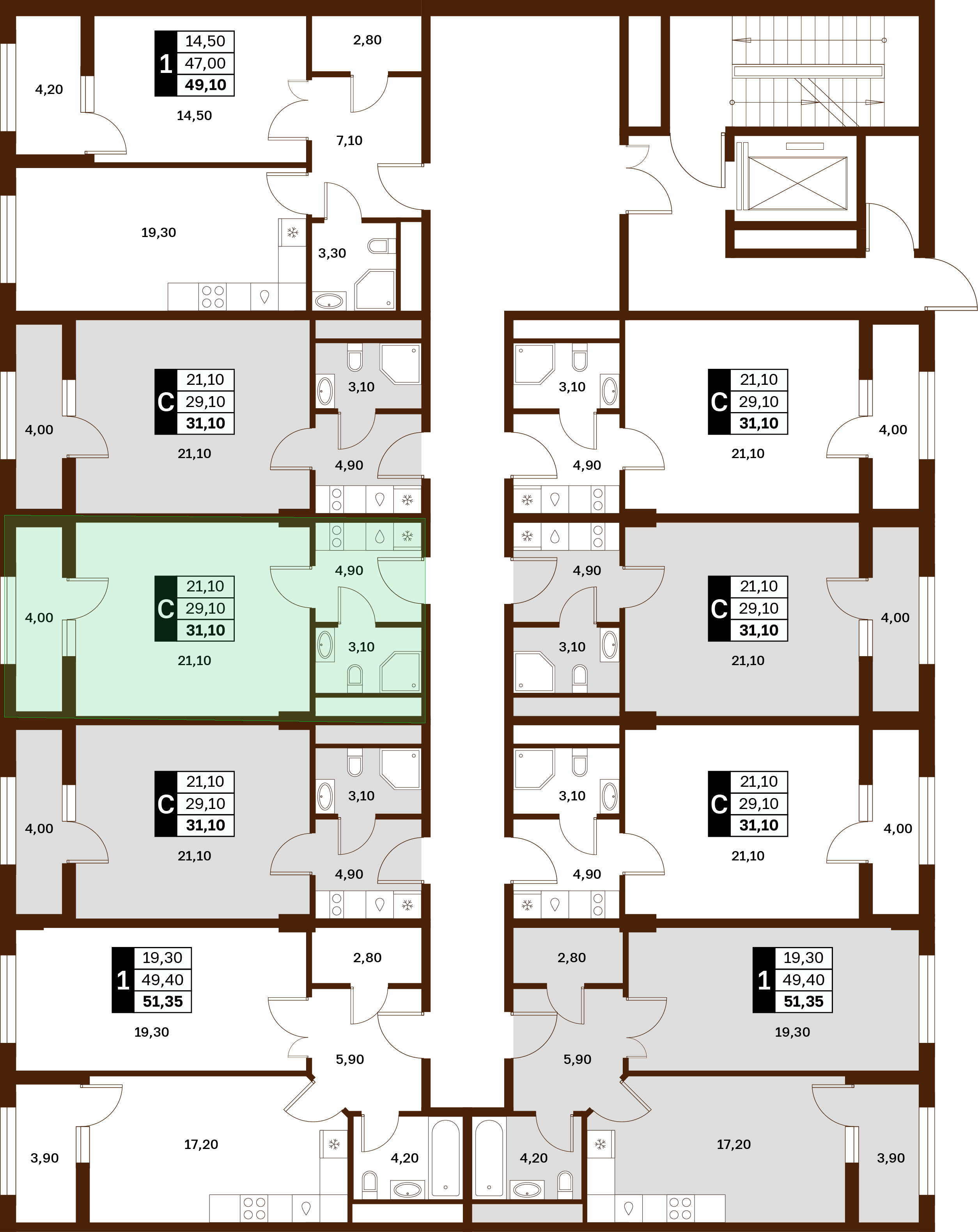 1-комнатная 31,1 м² в ЖК Аксис Патриот