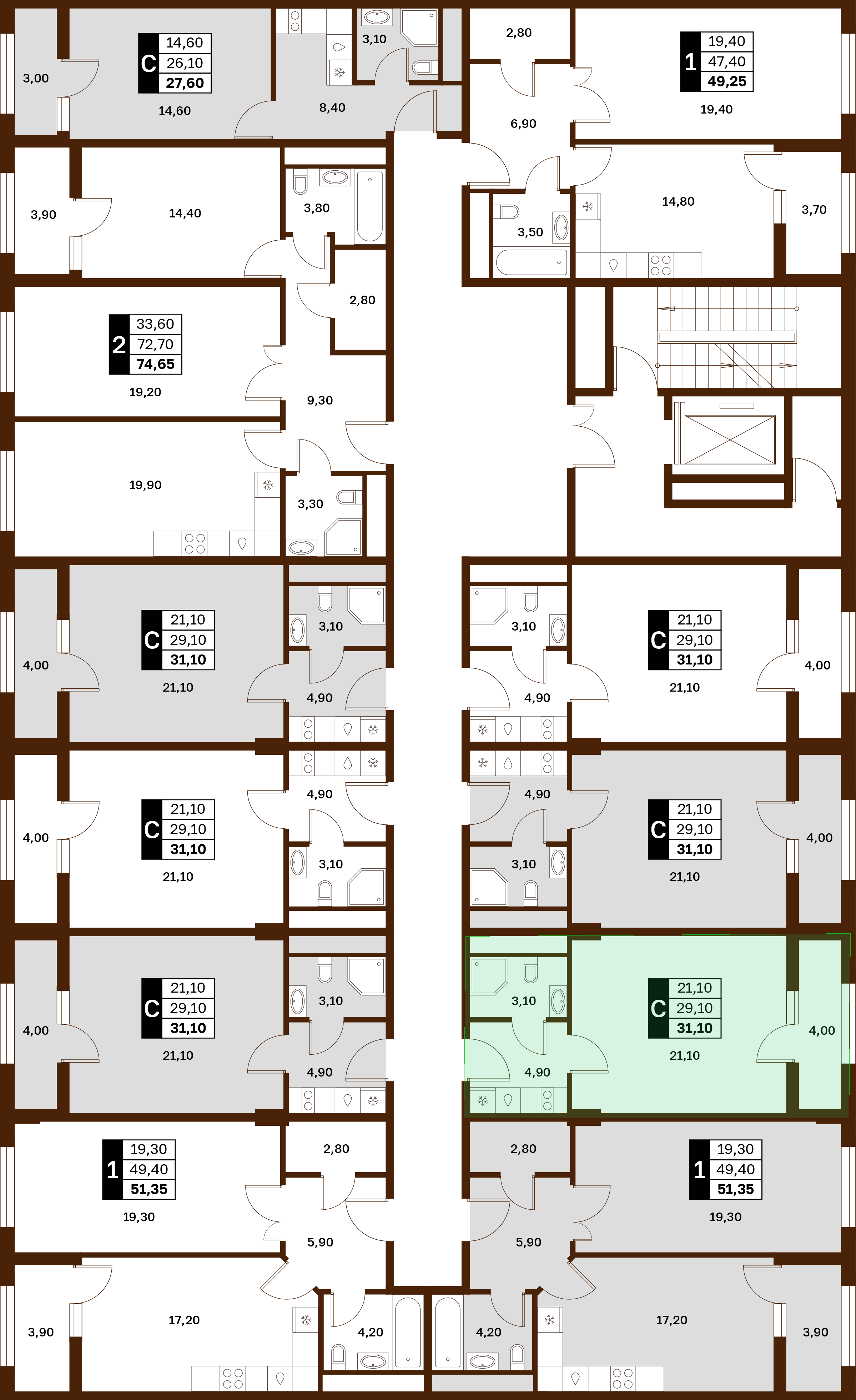 1-комнатная 31,1 м² в ЖК Аксис Патриот