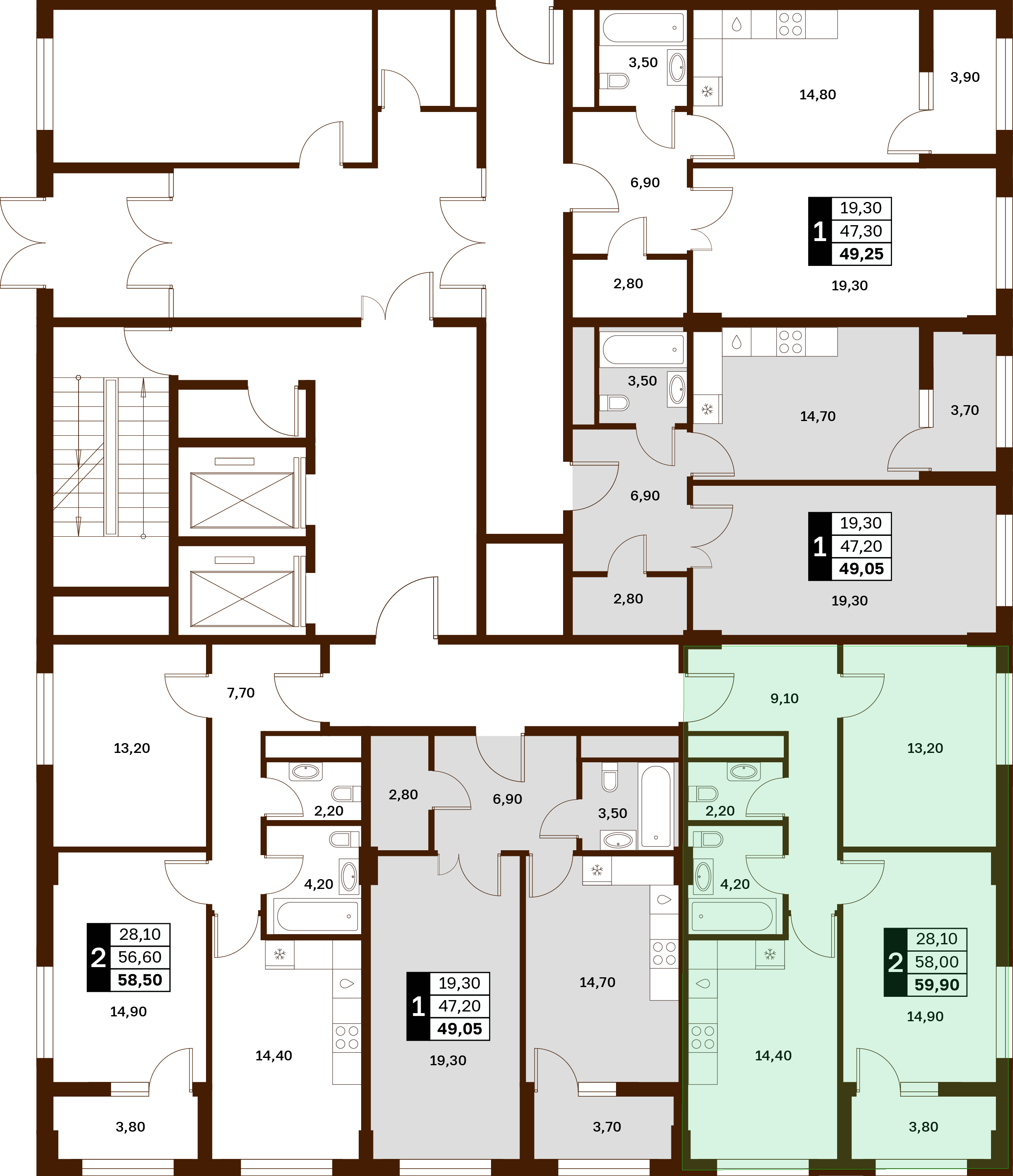 2-комнатная 59,9 м² в ЖК Аксис Патриот