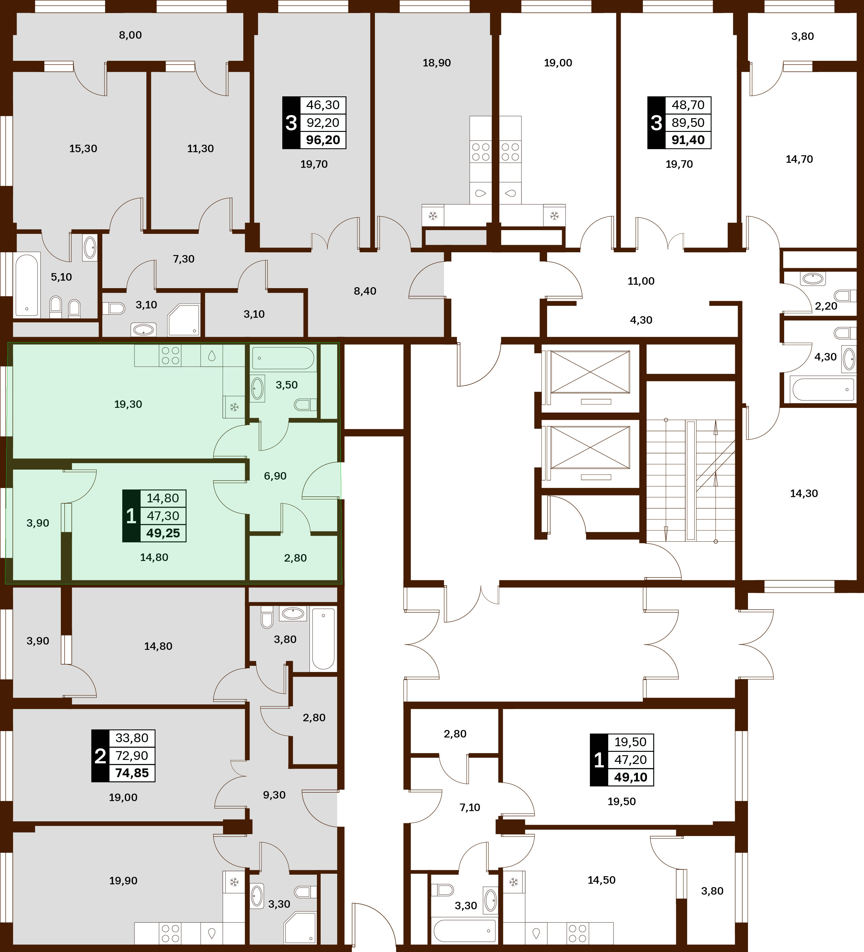 1-комнатная 49,25 м² в ЖК Аксис Патриот