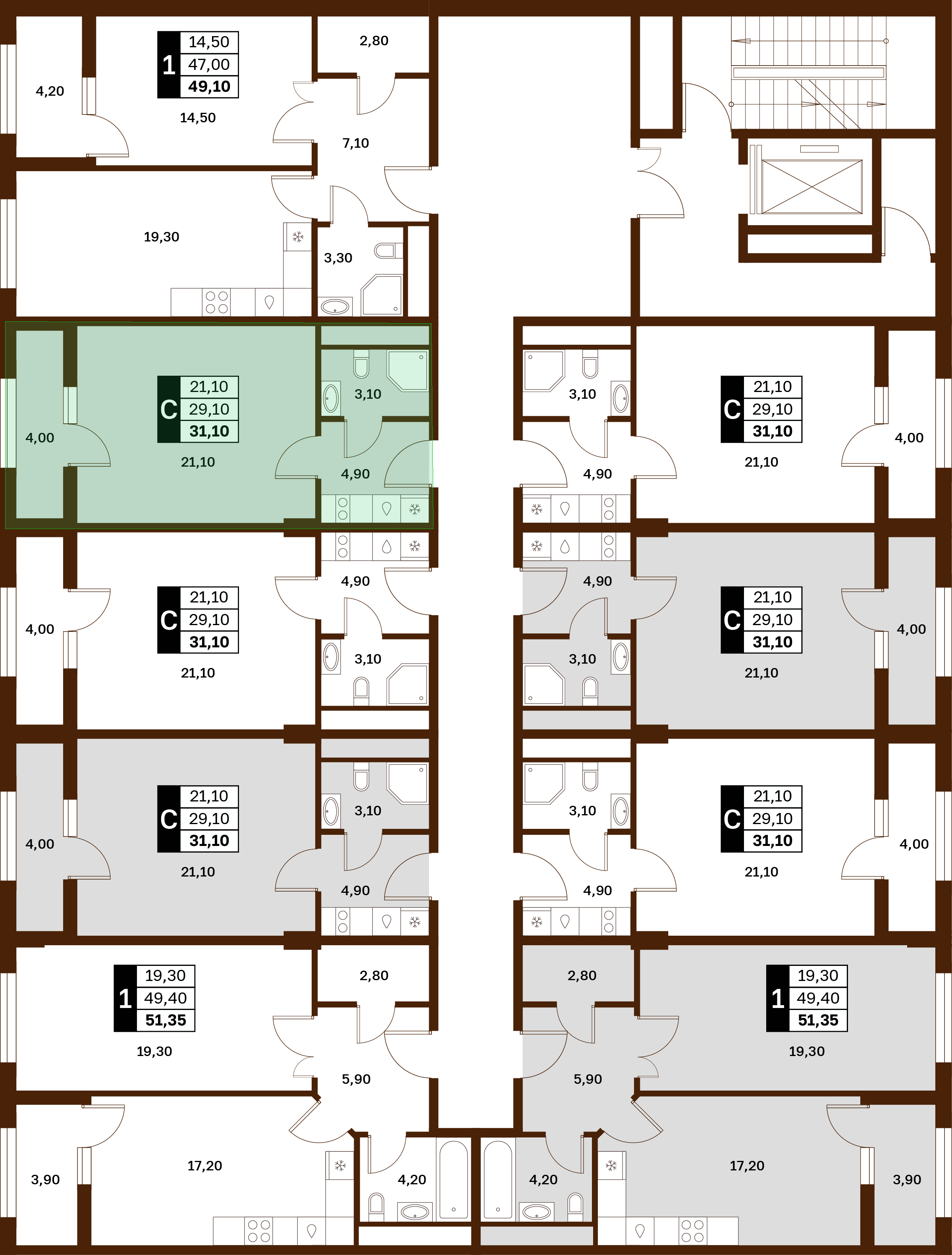 1-комнатная 31,1 м² в ЖК Аксис Патриот