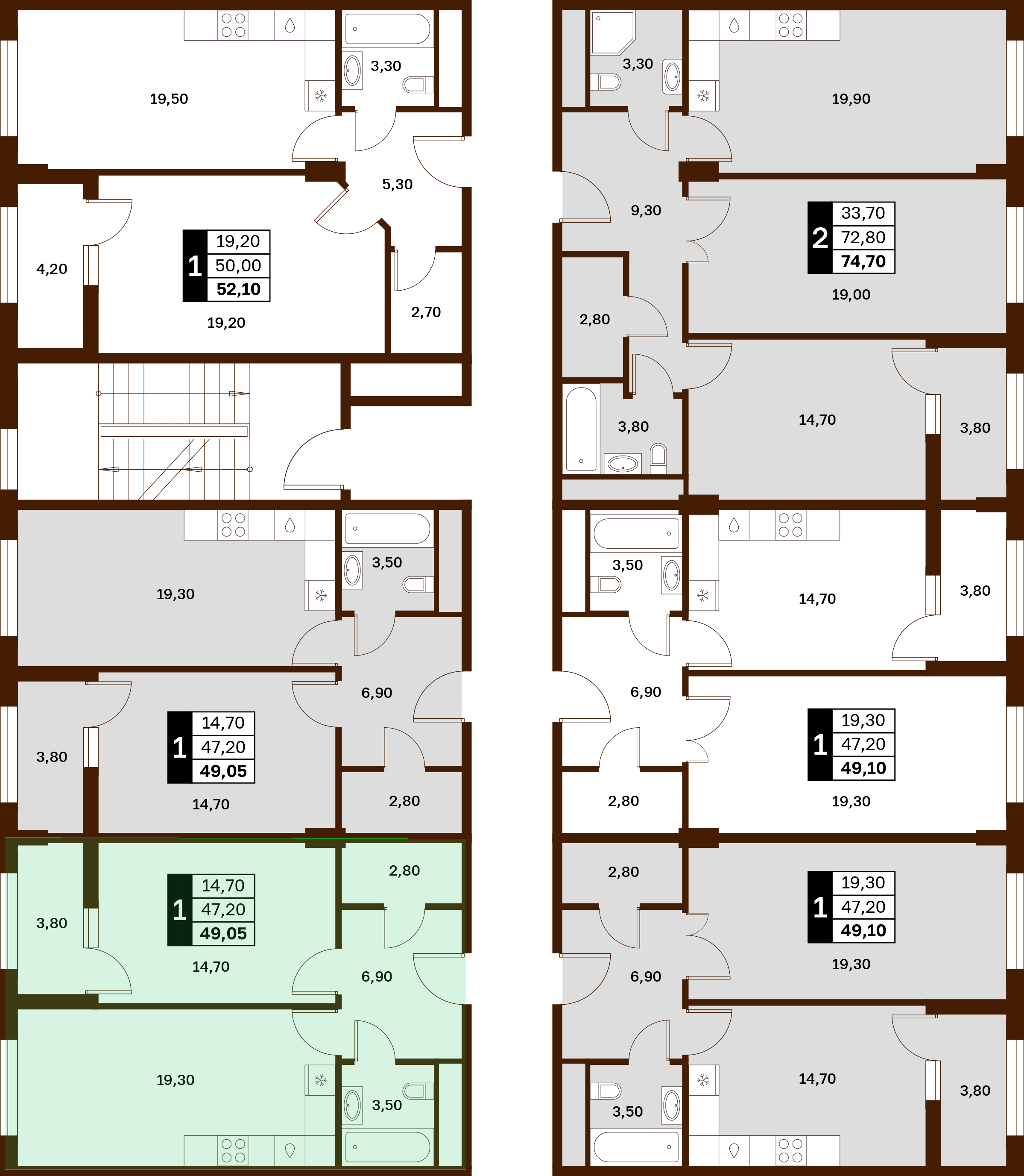 1-комнатная 49,1 м² в ЖК Аксис Патриот