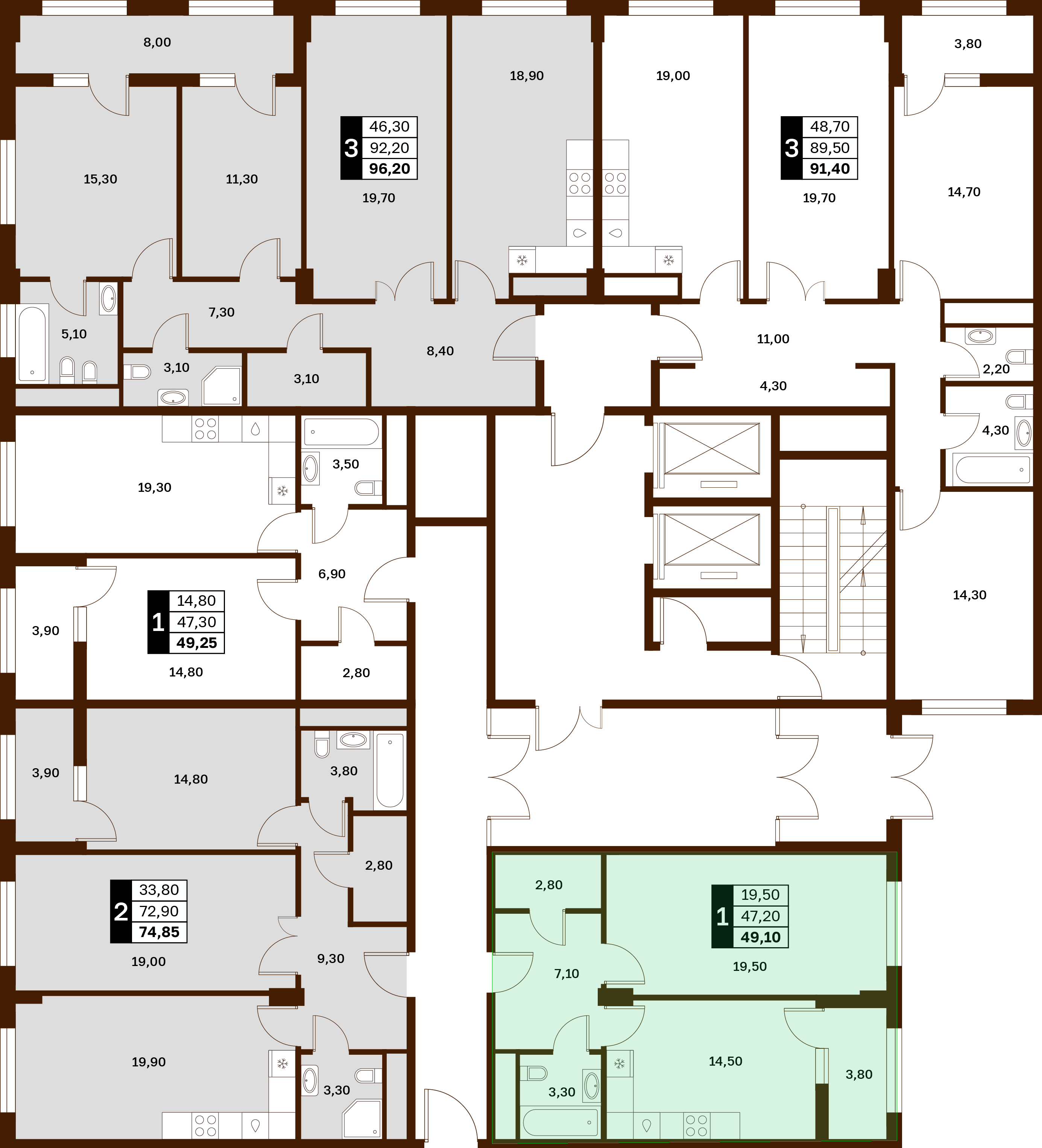 1-комнатная 49,1 м² в ЖК Аксис Патриот