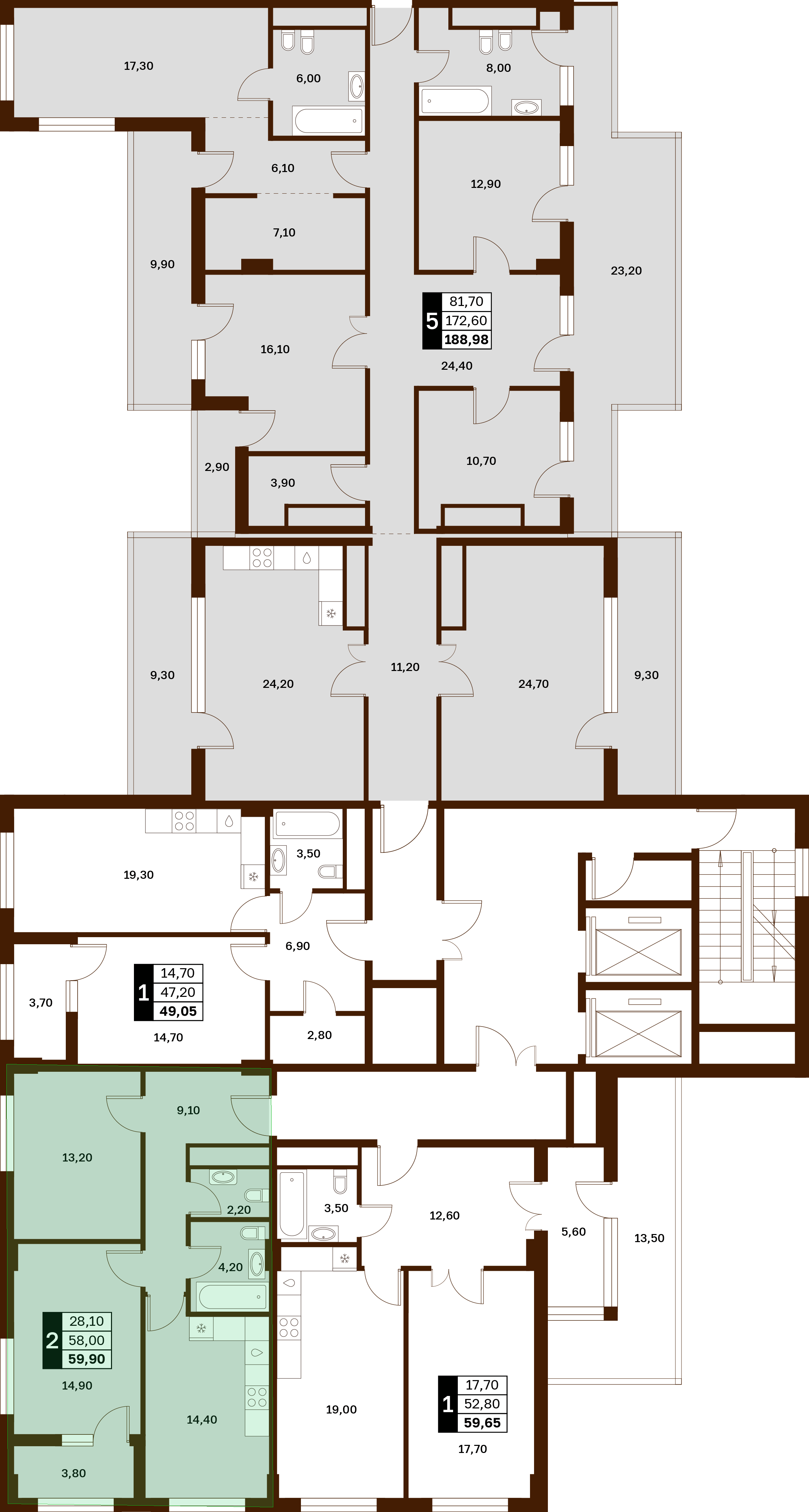 2-комнатная 59,9 м² в ЖК Аксис Патриот