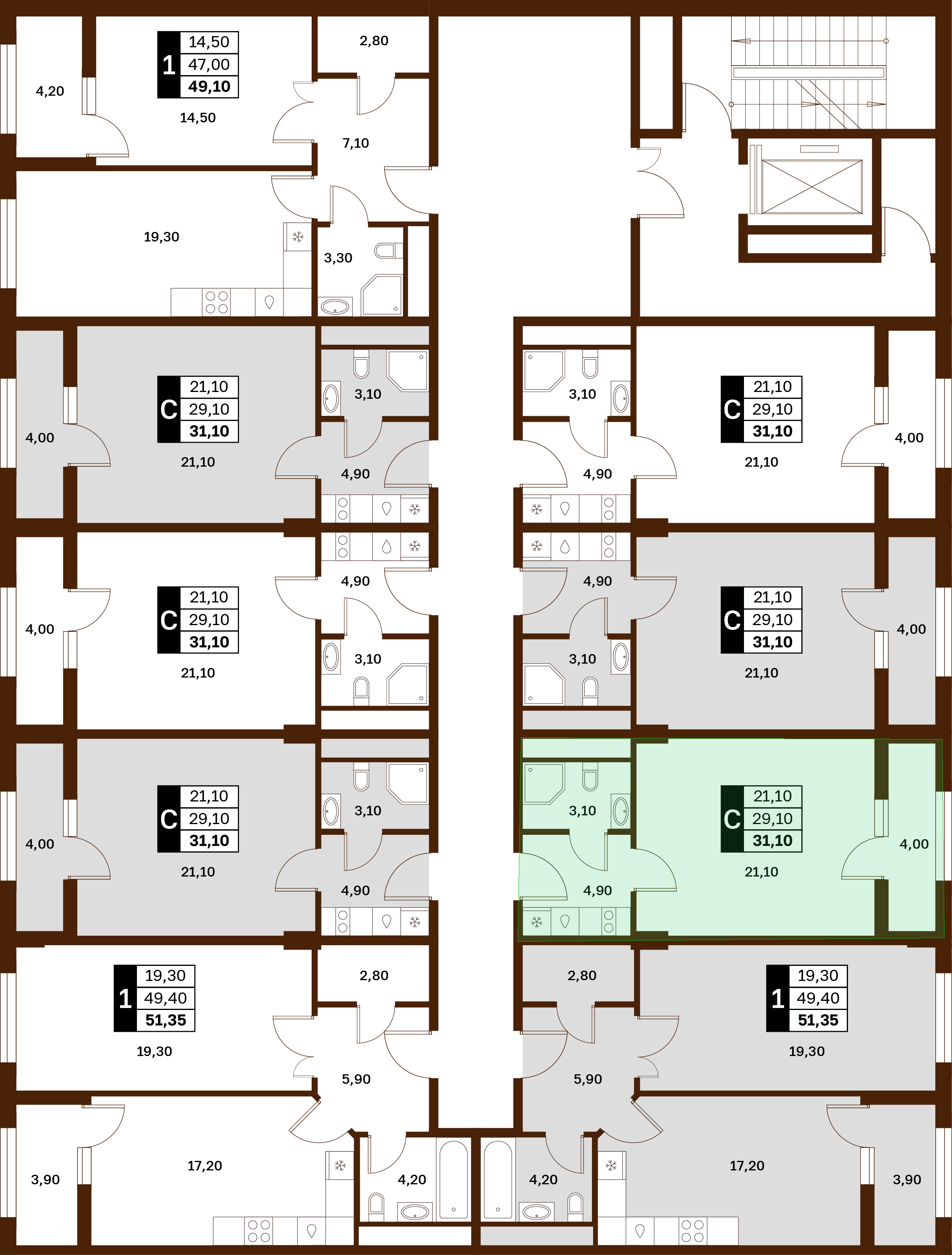 1-комнатная 31,1 м² в ЖК Аксис Патриот