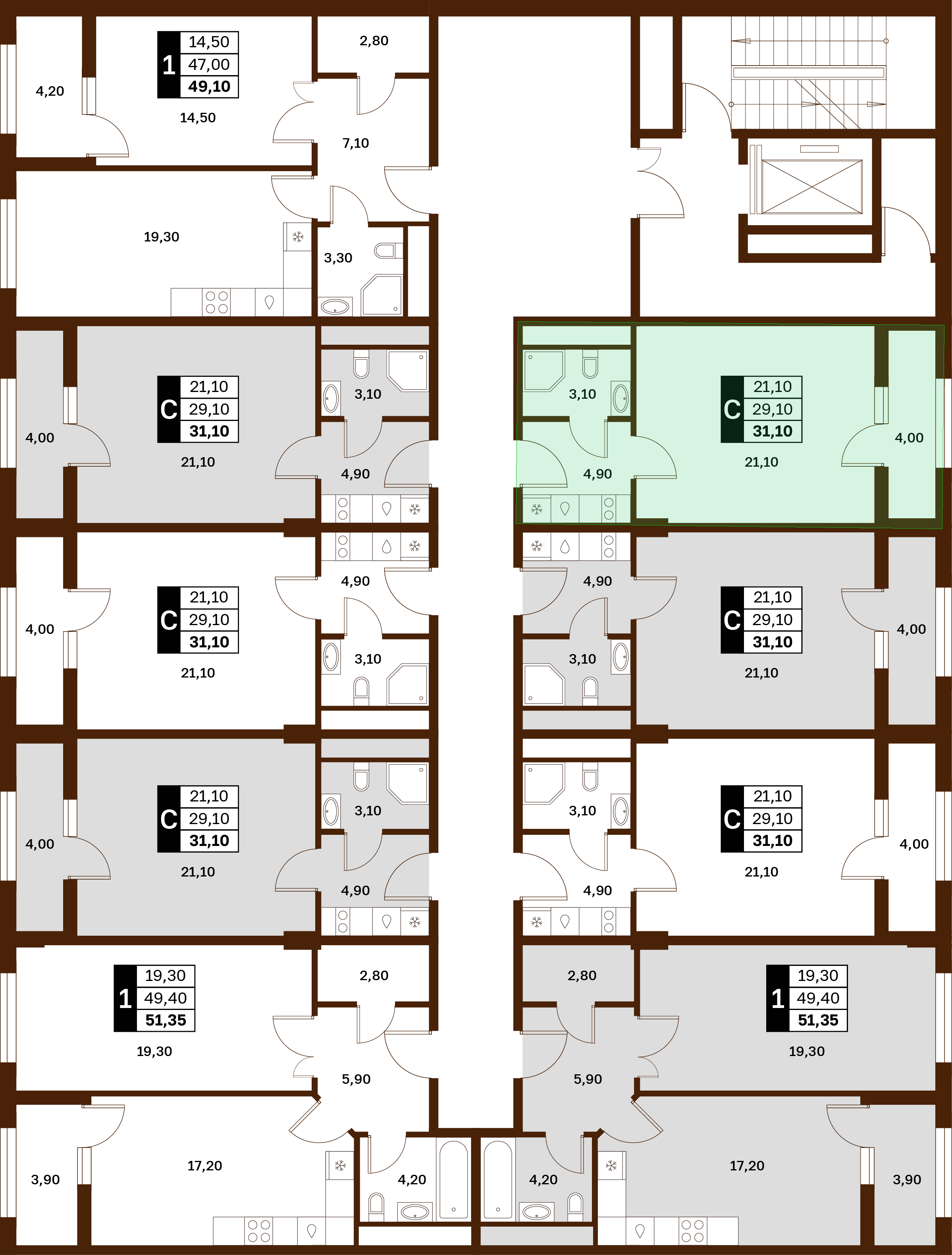 1-комнатная 31,1 м² в ЖК Аксис Патриот