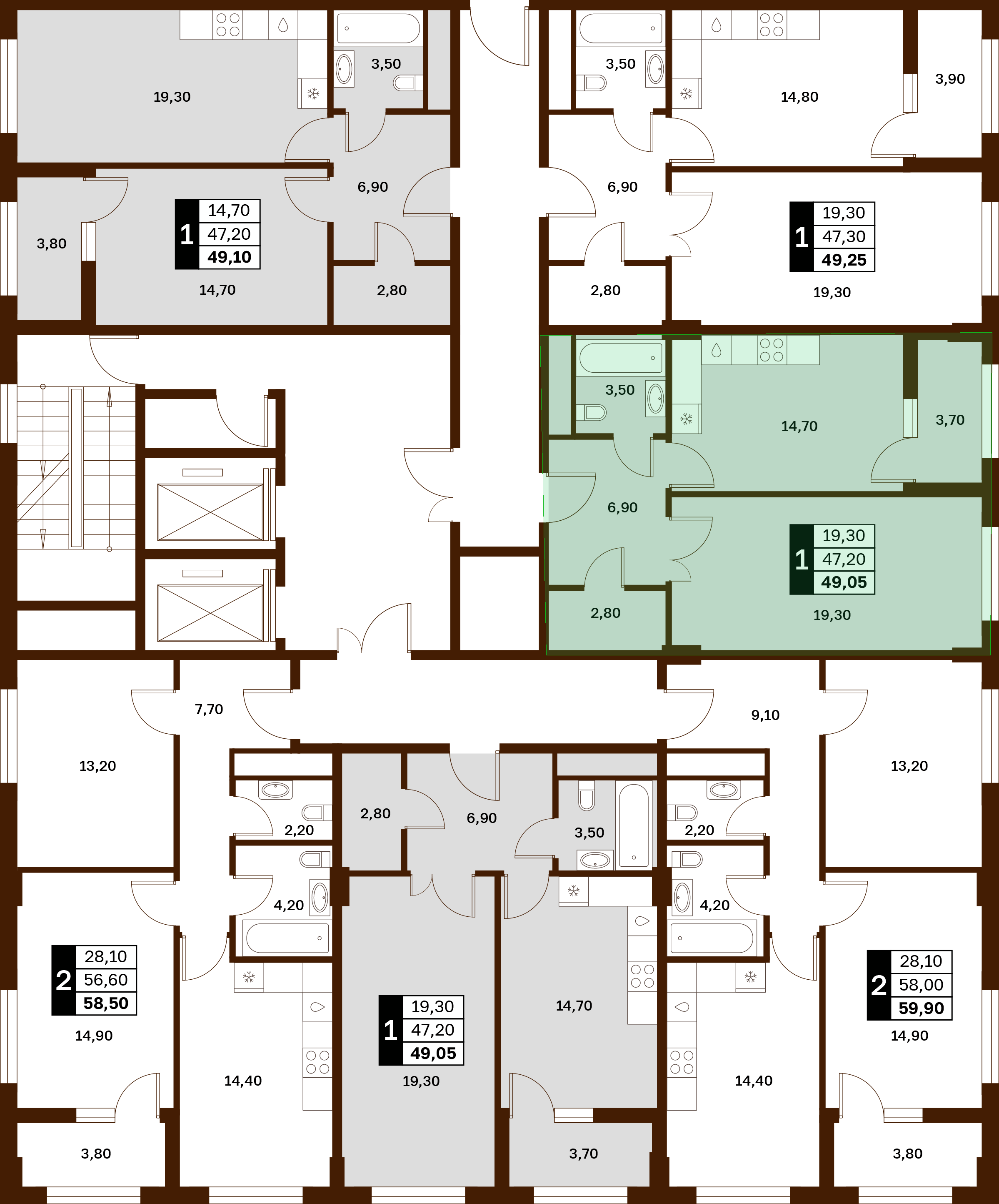 1-комнатная 49,05 м² в ЖК Аксис Патриот