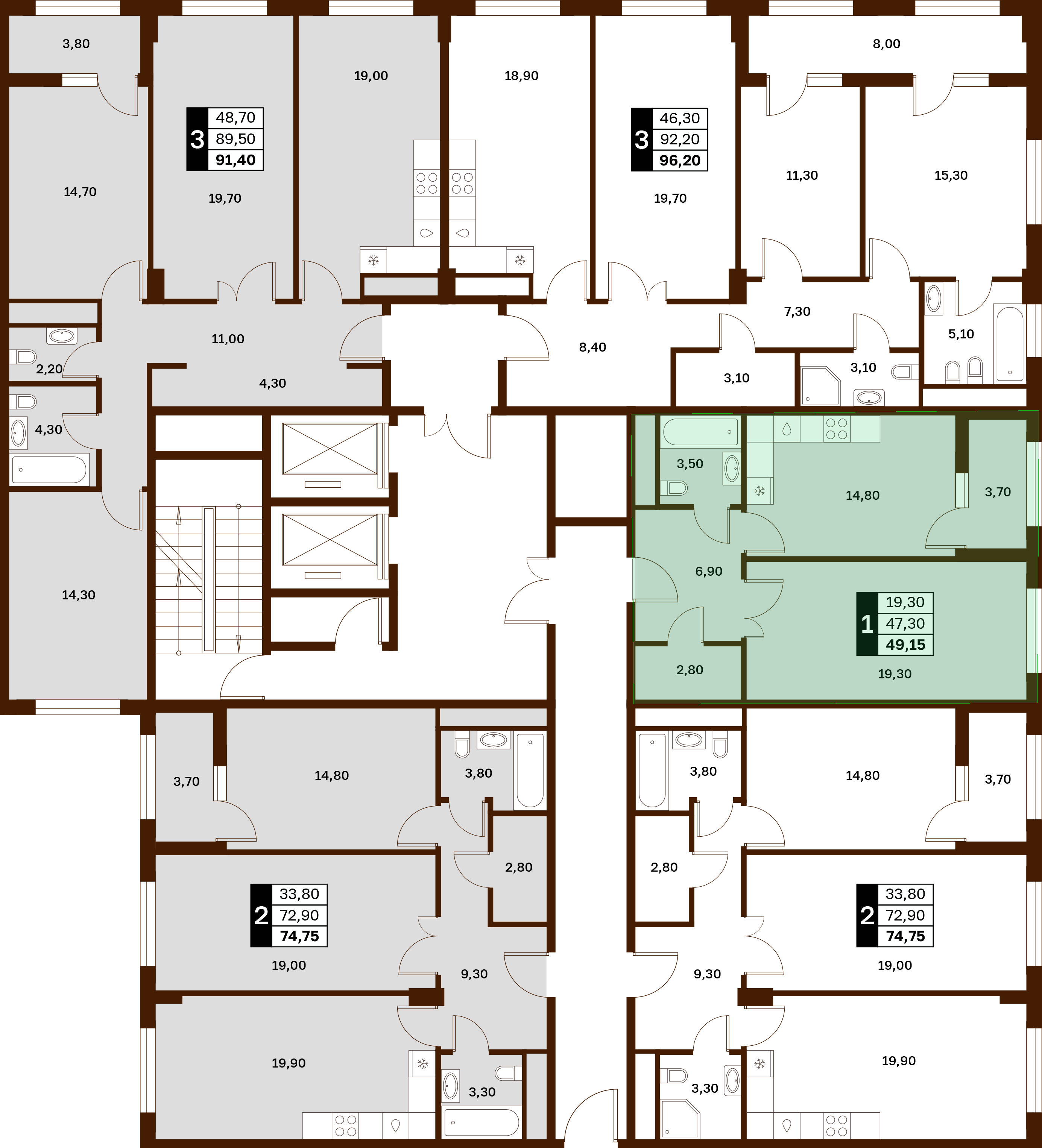 1-комнатная 49,25 м² в ЖК Аксис Патриот