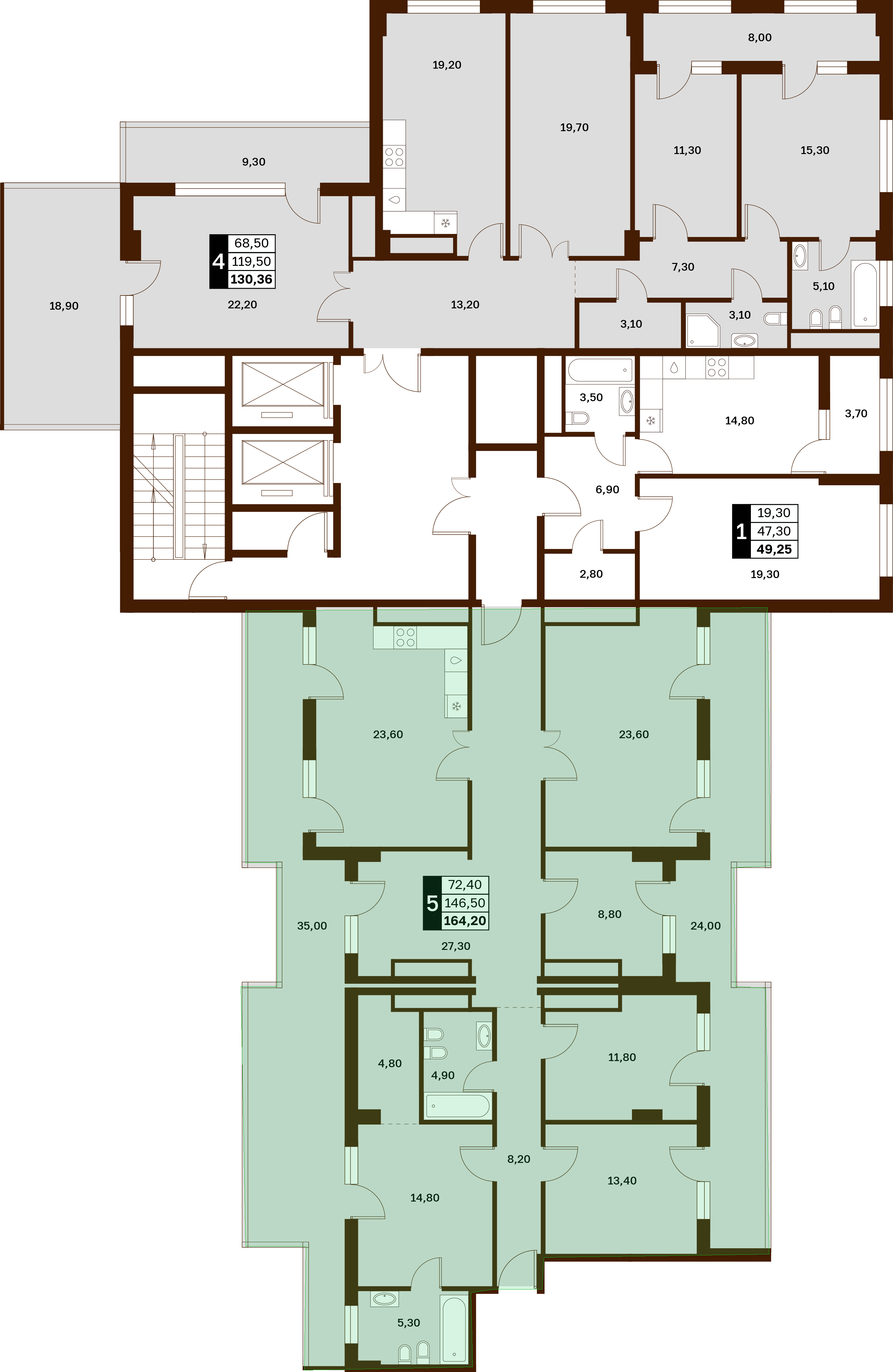 5-комнатная 164,2 м² в ЖК Аксис Патриот