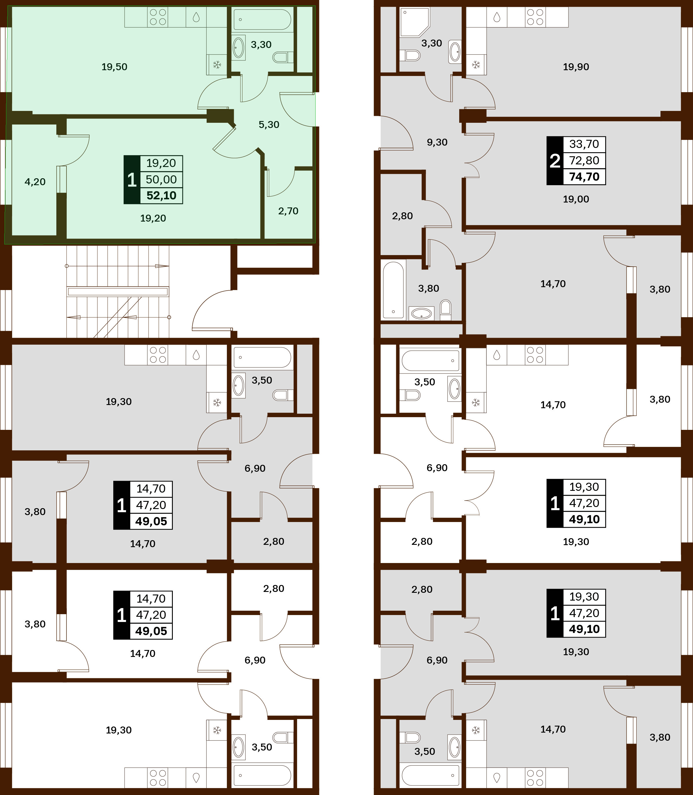 1-комнатная 52,1 м² в ЖК Аксис Патриот