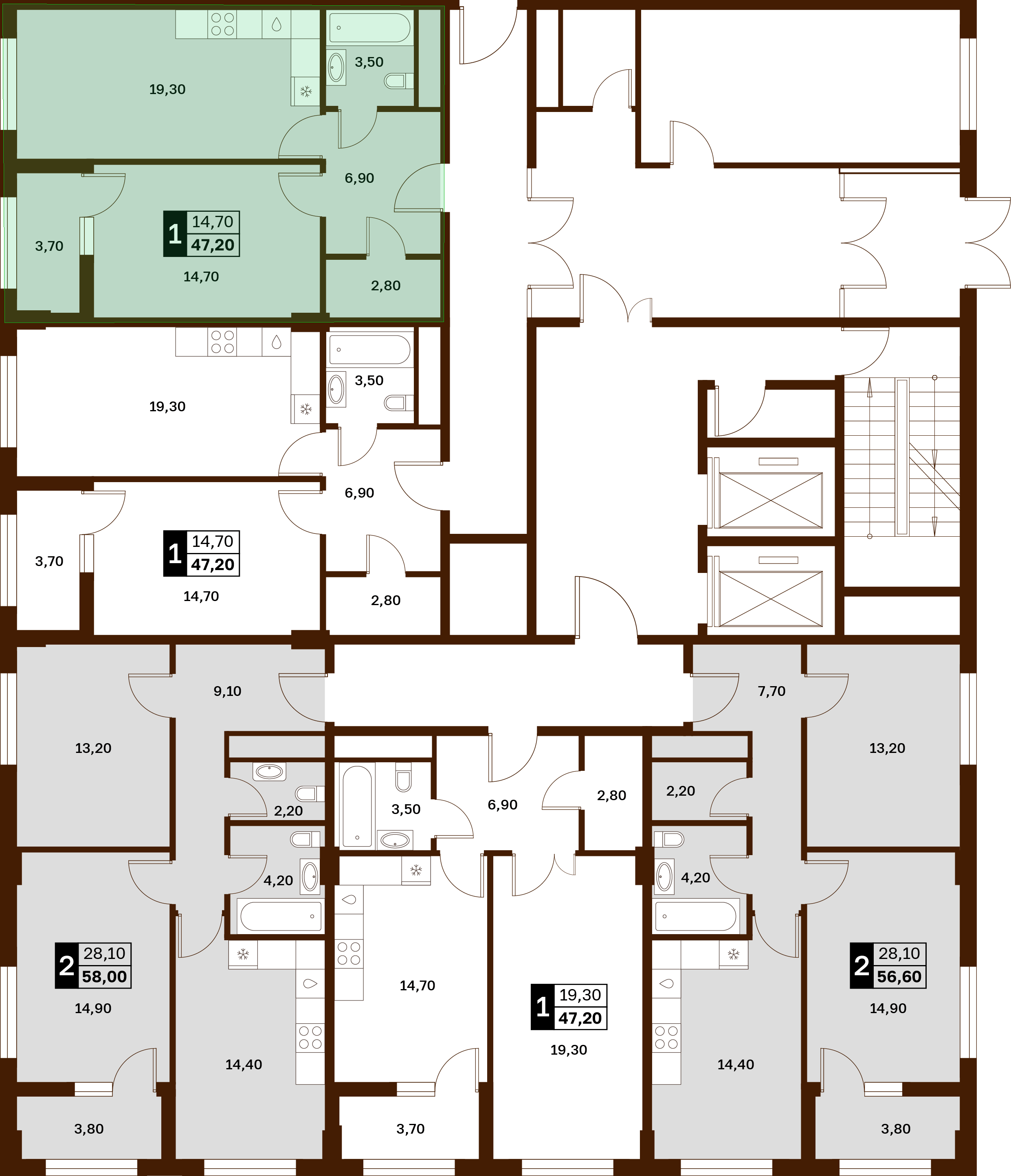 1-комнатная 49,05 м² в ЖК Аксис Патриот