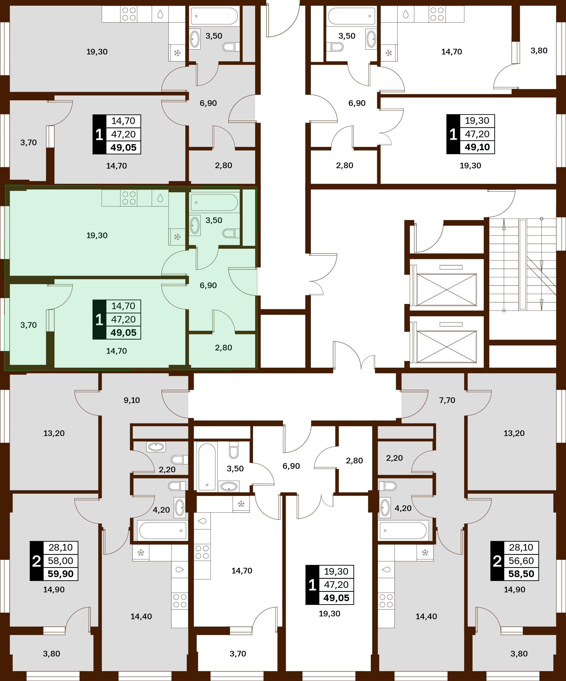 1-комнатная 49,05 м² в ЖК Аксис Патриот