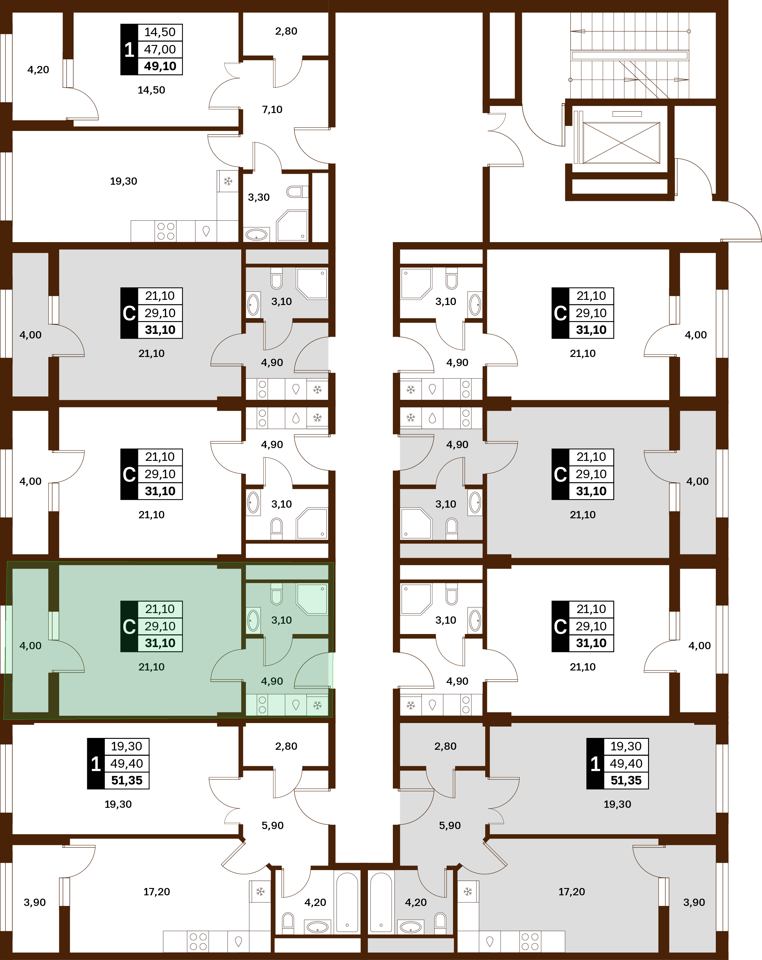 1-комнатная 31,1 м² в ЖК Аксис Патриот