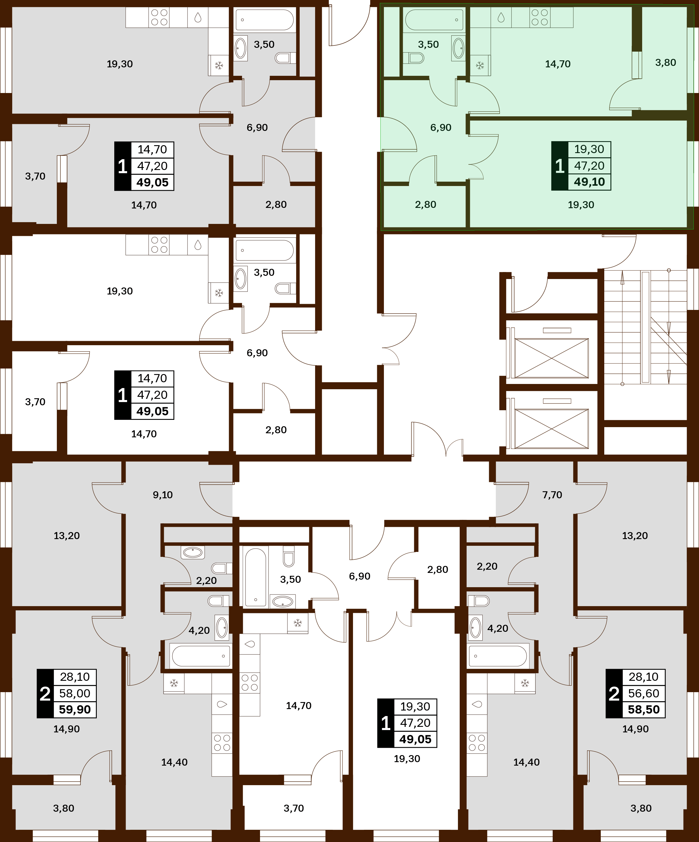 1-комнатная 49,1 м² в ЖК Аксис Патриот
