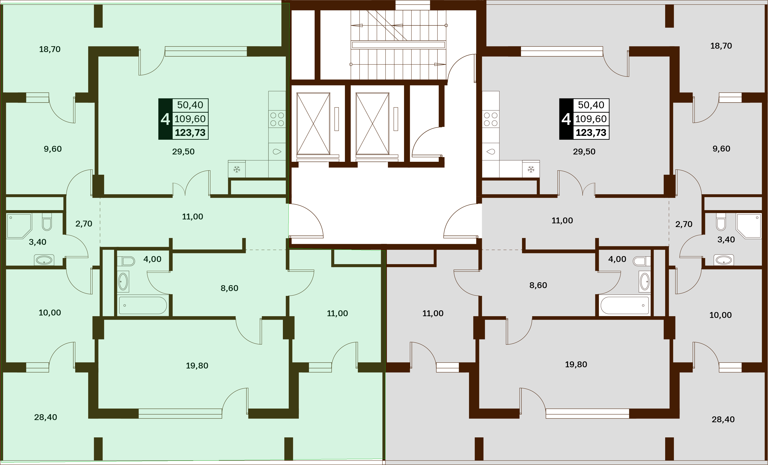 4-комнатная 123,73 м² в ЖК Аксис Патриот