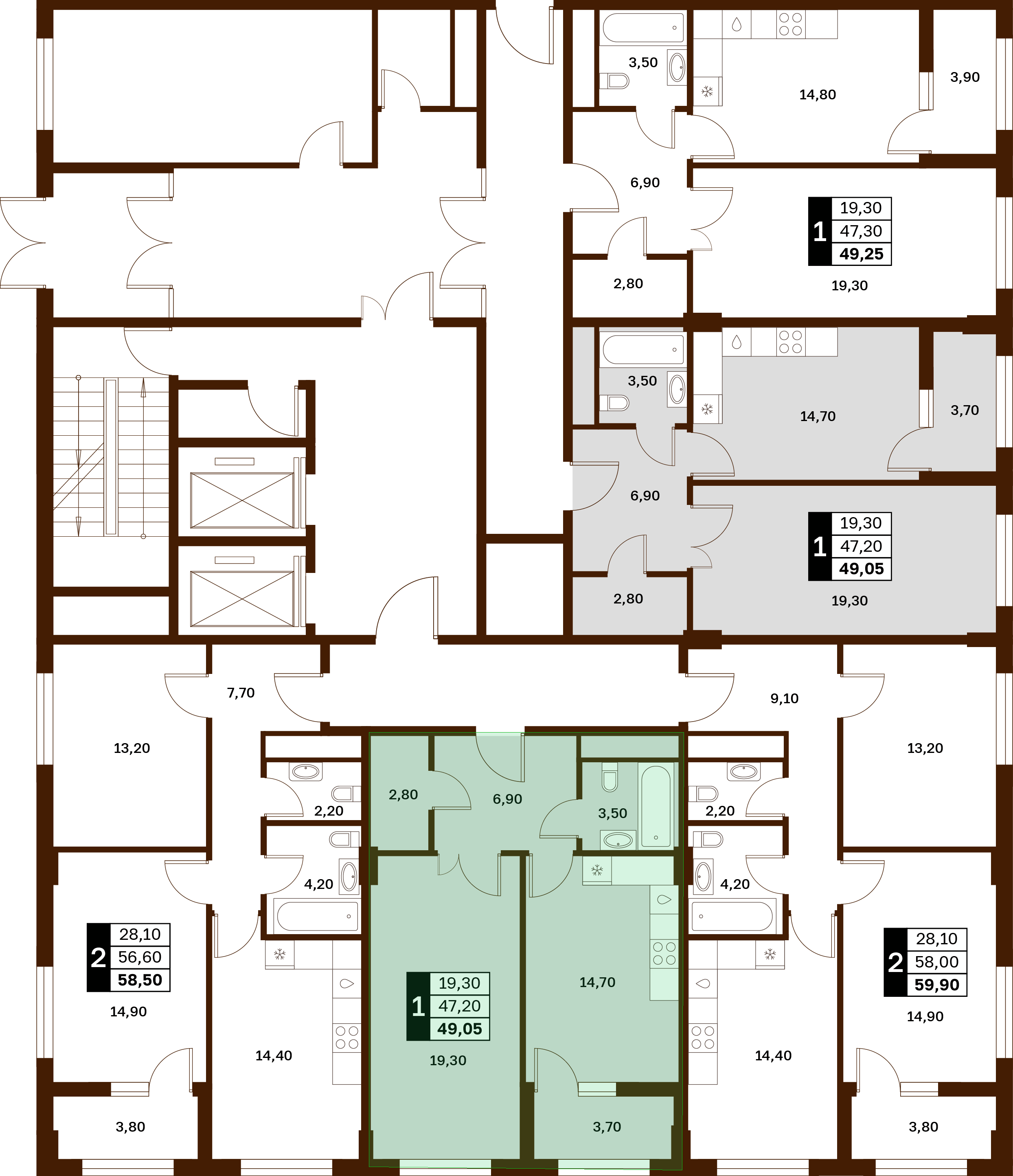 1-комнатная 49,05 м² в ЖК Аксис Патриот