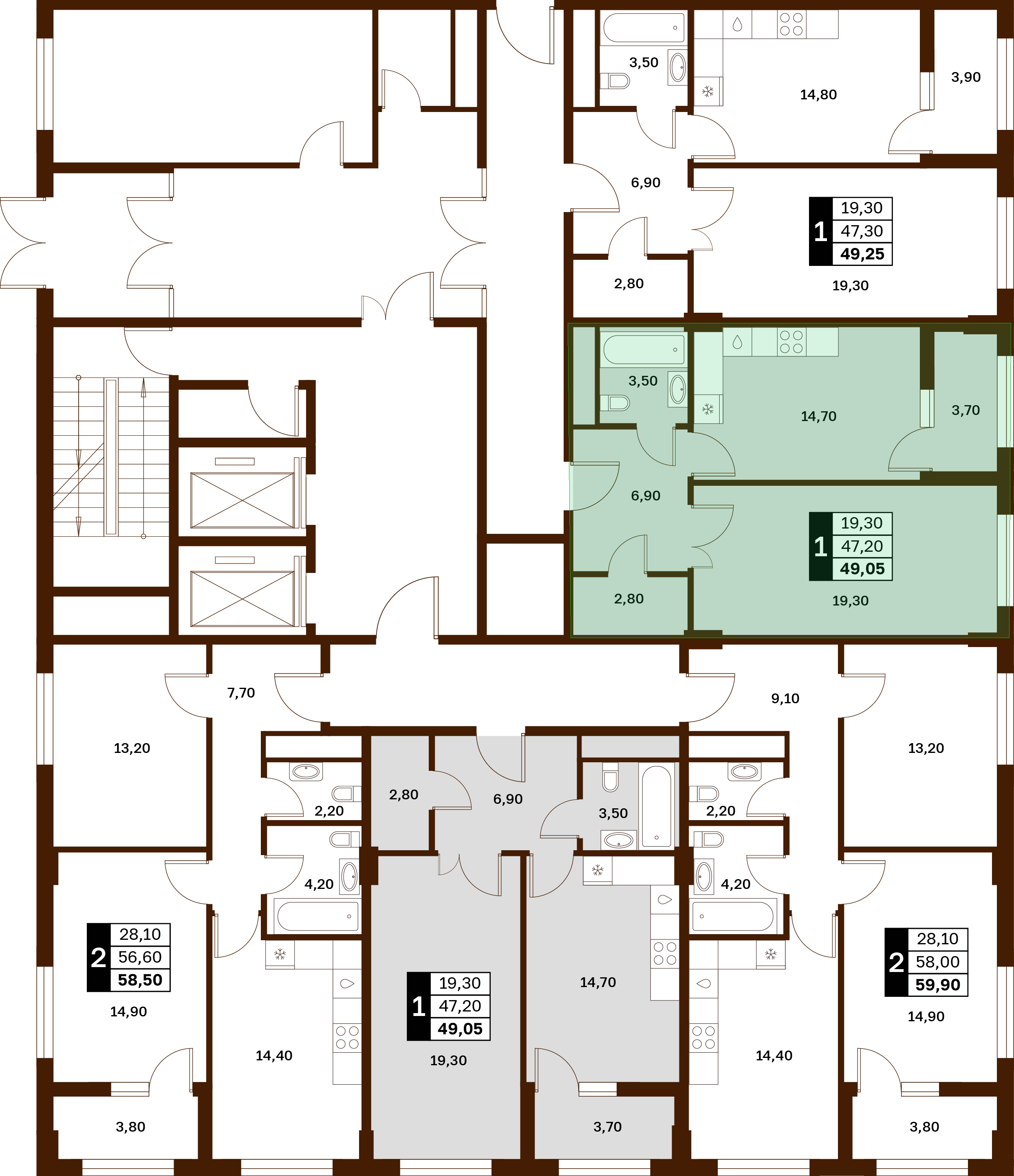 1-комнатная 49,05 м² в ЖК Аксис Патриот