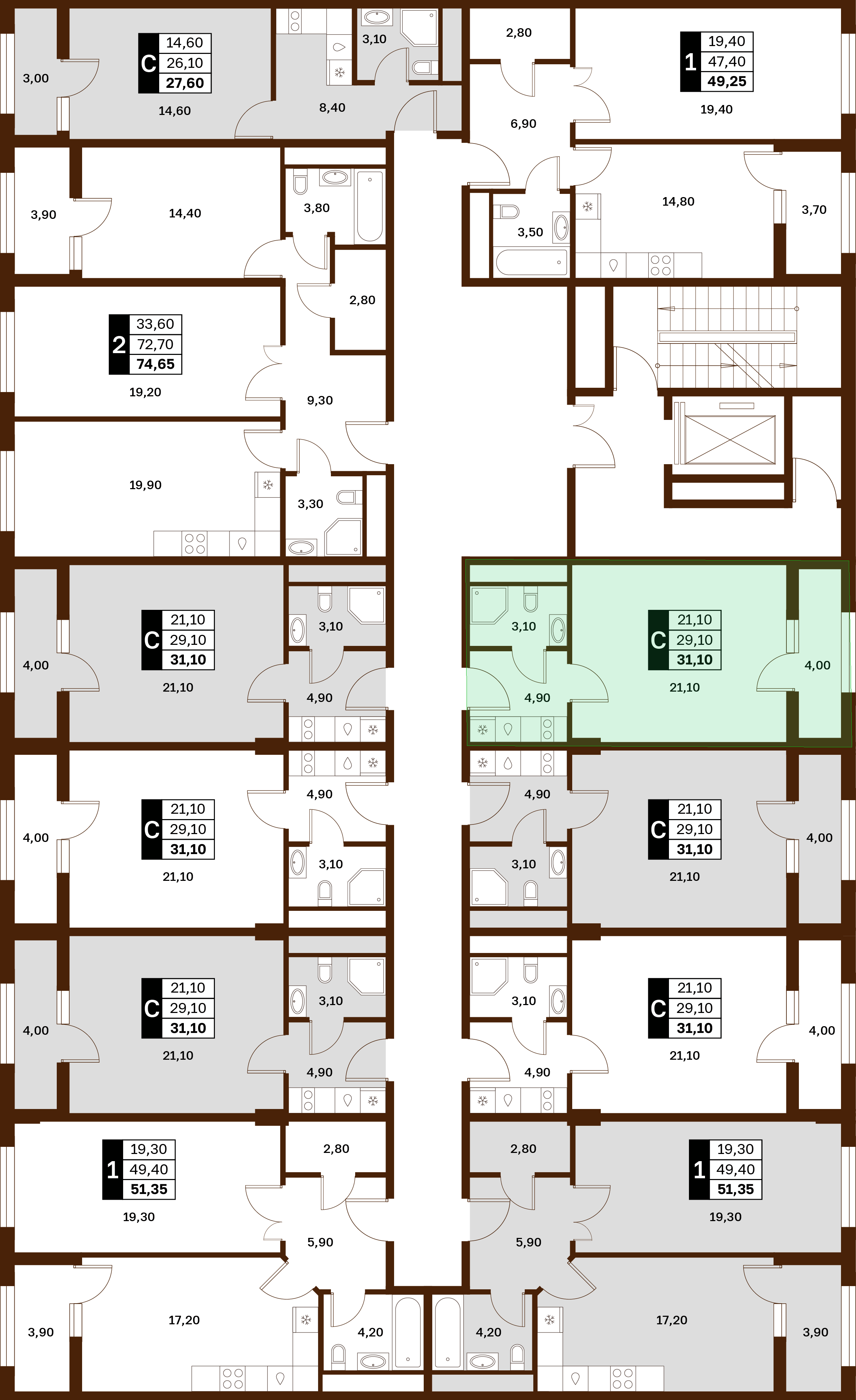 1-комнатная 31,1 м² в ЖК Аксис Патриот