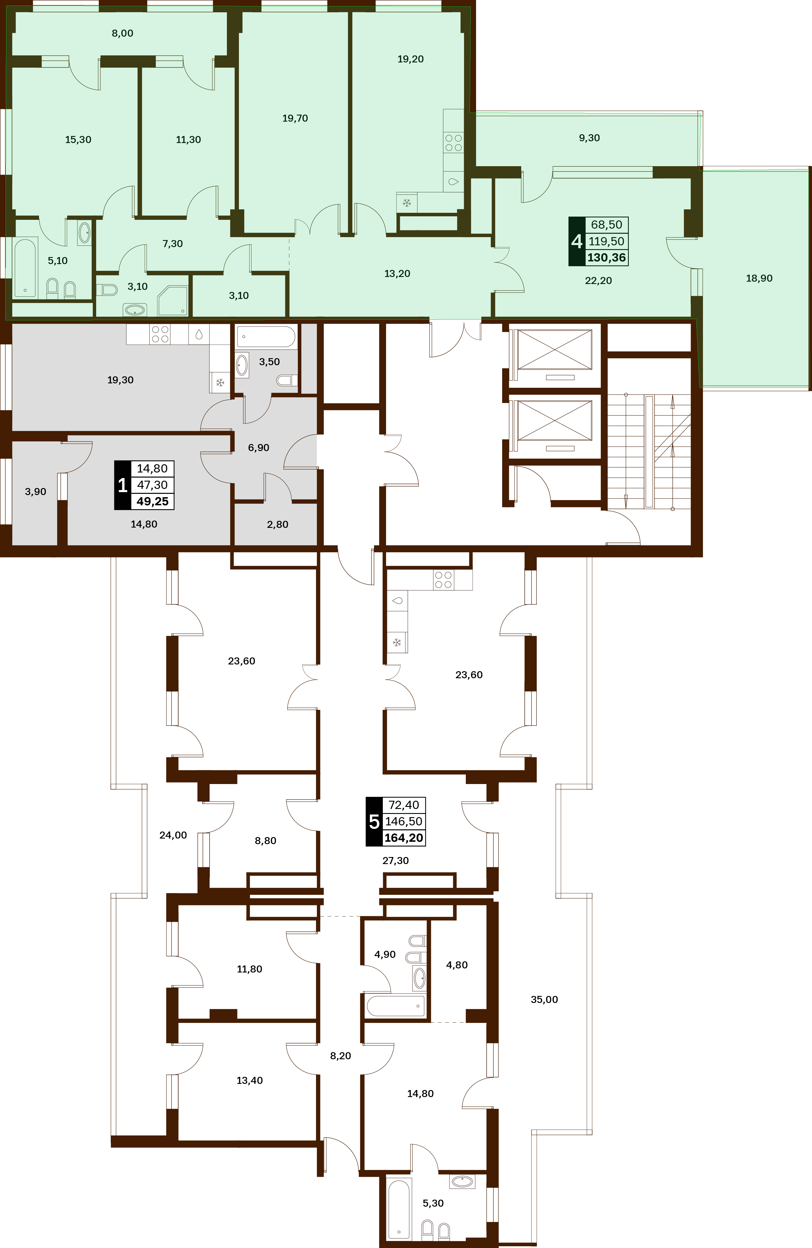 4-комнатная 130,36 м² в ЖК Аксис Патриот