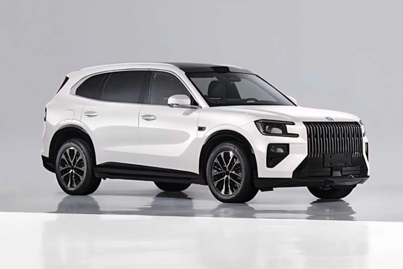 Спортивная версия Zeekr 8X PHEV с задним спойлером с электроприводом и полностью черным кузовом