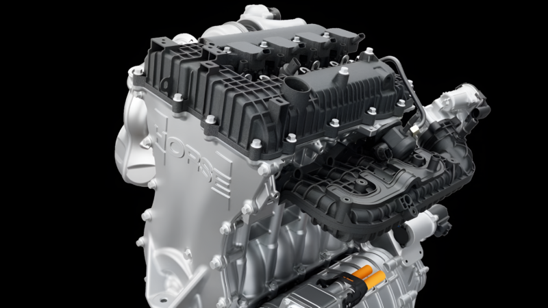Лошадиная силовая установка, поддерживаемая Geely, представляет возобновляемый гибридный двигатель, нацеленный на снижение расхода топлива на 40%