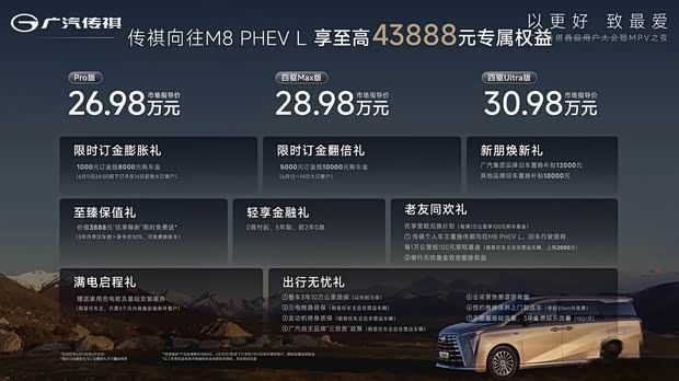 Гибридные модели GAC Trumpchi M8 PHEV и L/E8 PHEV вышли на рынок по цене от 168 400 ¥, предлагая решения как для бизнеса, так и для семейного использования.