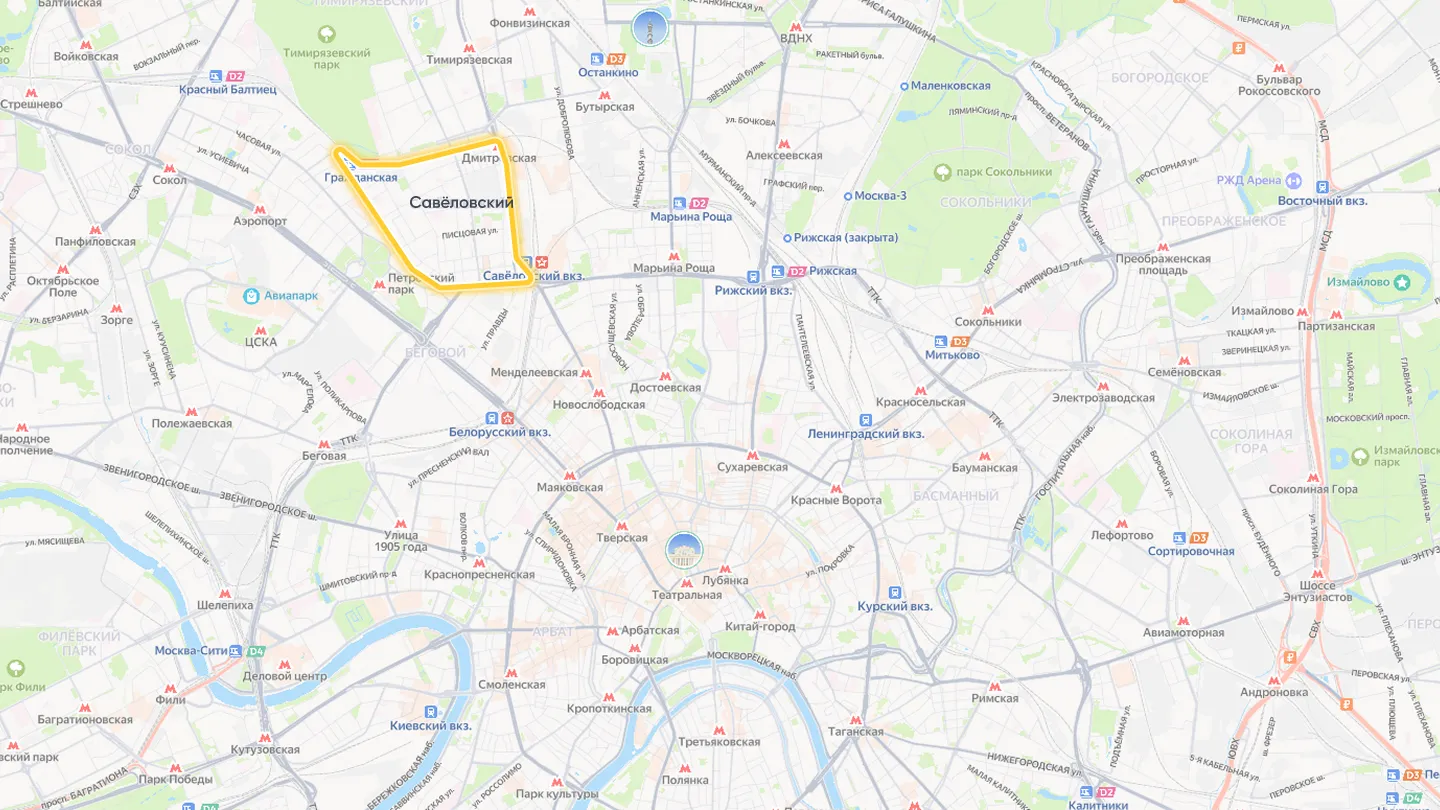 Границы Савёловского района Москвы