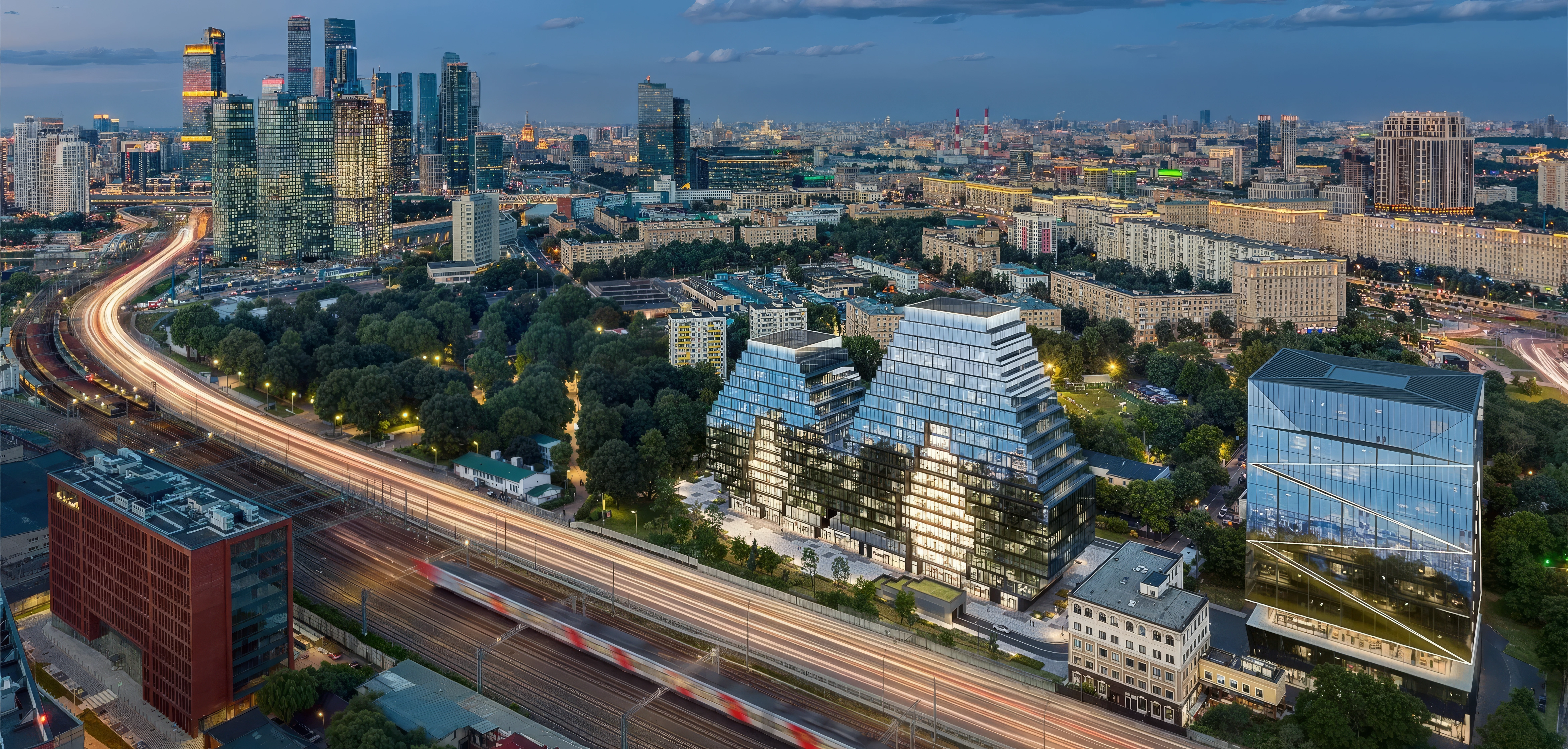 STONE Парк Победы у Кутузовского проспекта, на горизонте Москва-Сити