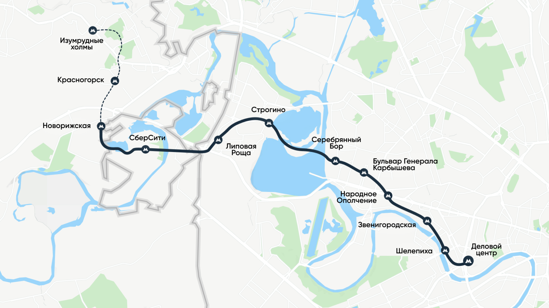 Схема Рублёво-Архангельской линия метро Москвы