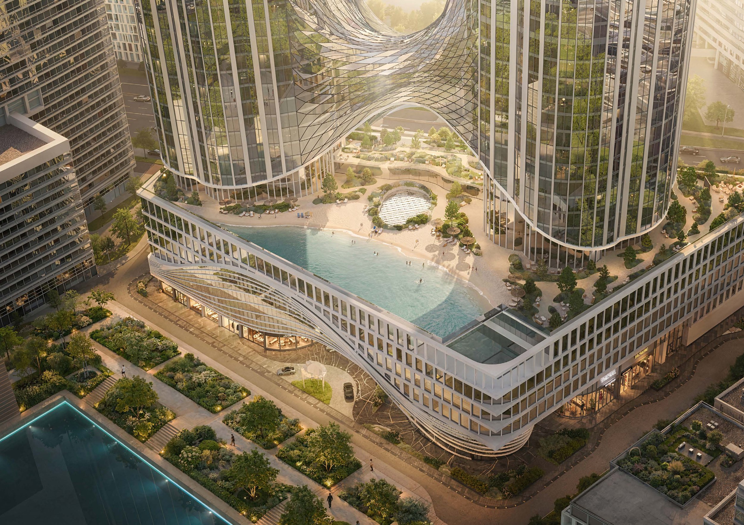Эксплуатируемый стилобат ЖК Aurus Residences