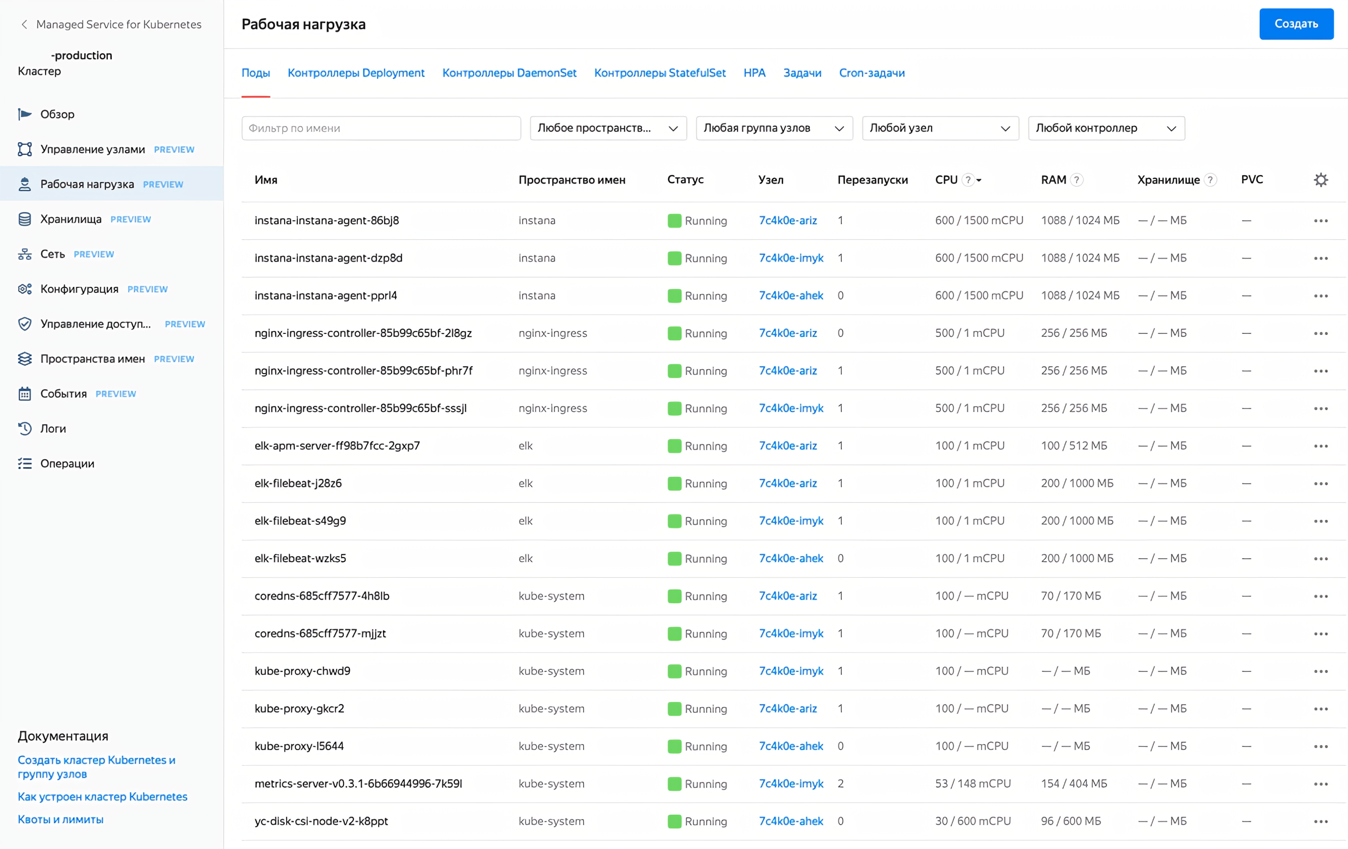 Встроенный dashboard для Kubernetes