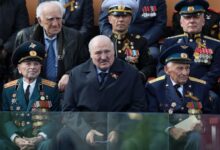 Belarus' President Alexander Lukashenko attends the Victory Day military parade