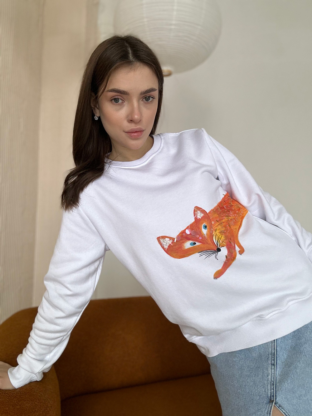 Свитшот лиса белый — фото 4