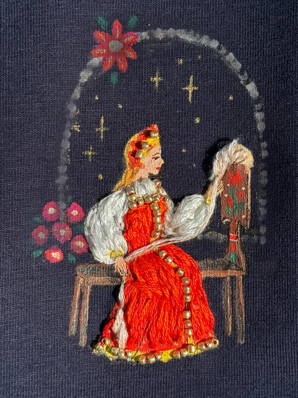 Футболка "Пряла девица у окна"