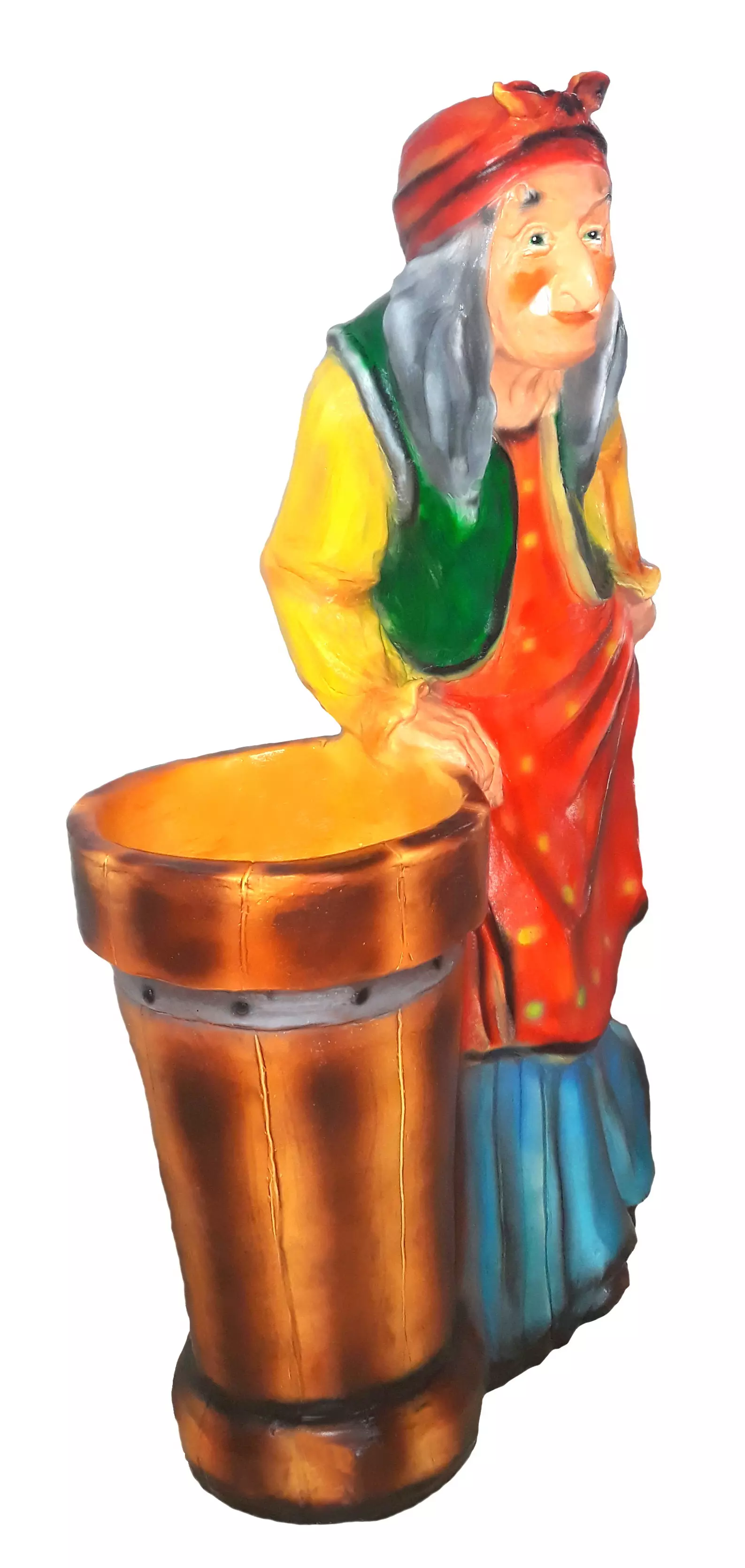 Кашпо садовое из гипса Баба-Яга со ступой 830х480 мм 328