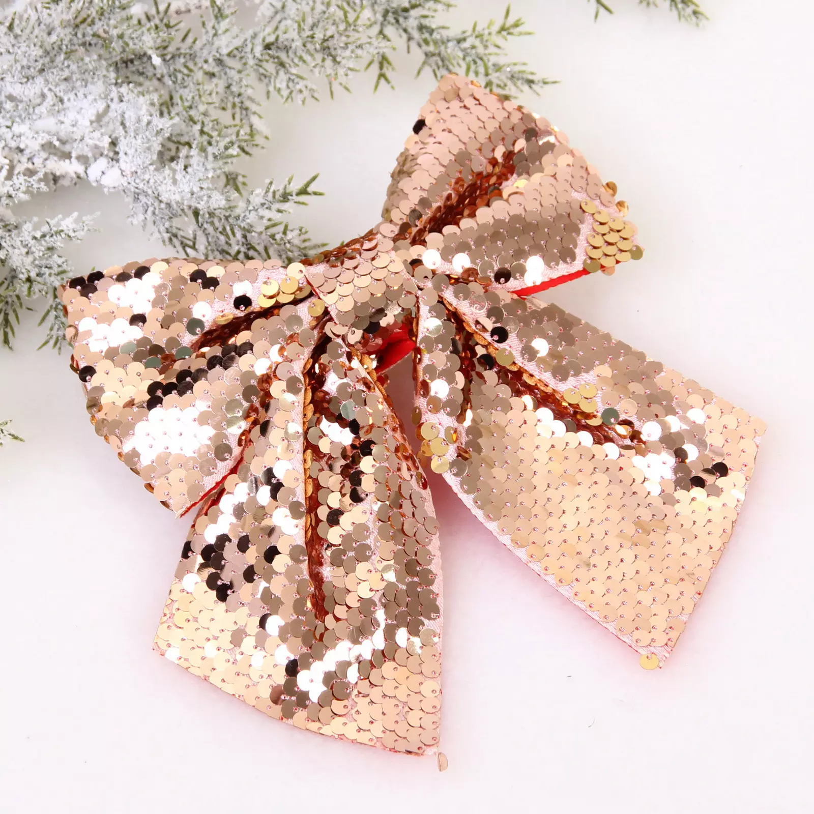 Бант на елку Сияние 16х17 см шампань 107-6307