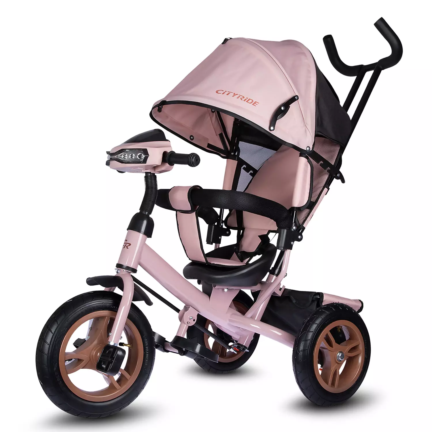 Велосипед трехколесный City-Ride, колеса надувные 12/10, с LED фарой, розовый CR-B3-05LPK