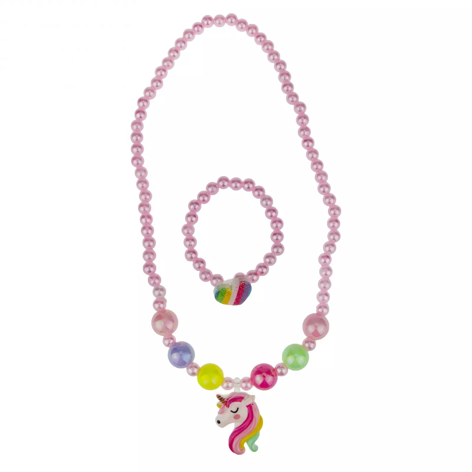 Набор украшений Unicorn Bijou розовый, 2 предмета (бусы + браслет) 1TOY Т19140