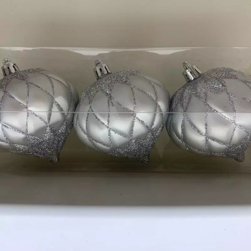 Елочные игрушки Юла серебро ( 3 шт), 8 см, 916-0457