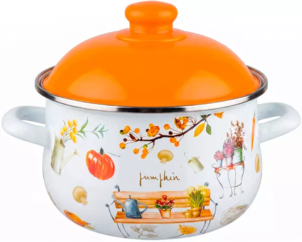Эмалированная кастрюля 2 л (18х11 см), серия "Джардино" 87-113, REGENT inox 87-113