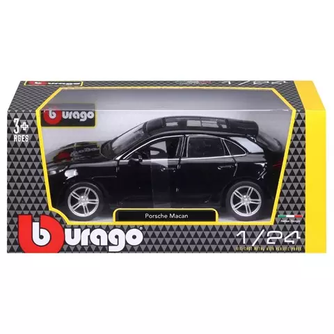 Машинка die-cast Porsche Macan Bburago 1:24, открывающ. двери, черная 18-21077BK