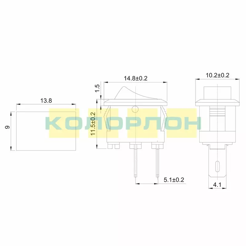 Выключатель клавишный 250V 3А (2с) ON-OFF белый Micro REXANT 36-2012