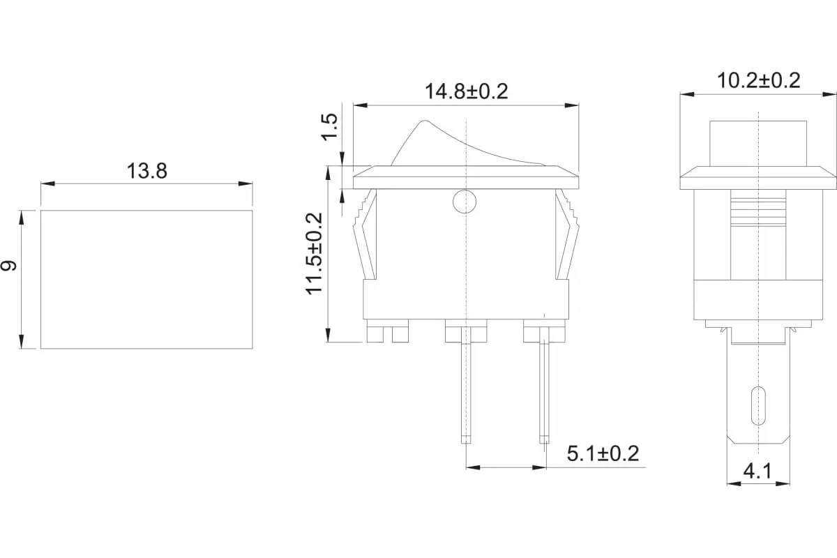 Выключатель клавишный 3А 220В ON-OFF 1х2 контакта IP30 белый REXANT 36-2012