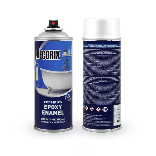 Эмаль аэрозольная для ванн и керамики эпоксидная DECORIX, 520 мл, белый