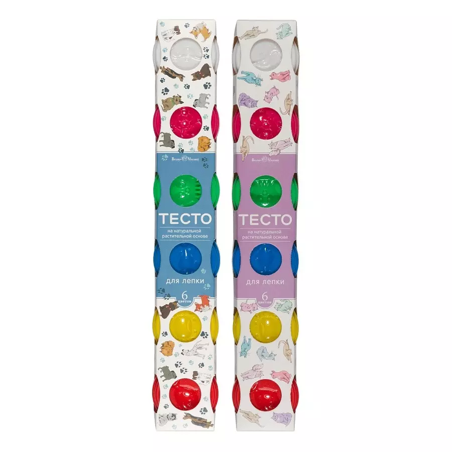 Пластилин (тесто для лепки) на натуральной растительной основе HAPPYCOLOR, 6 ЦВЕТОВ, 120 г, BrunoVisconti