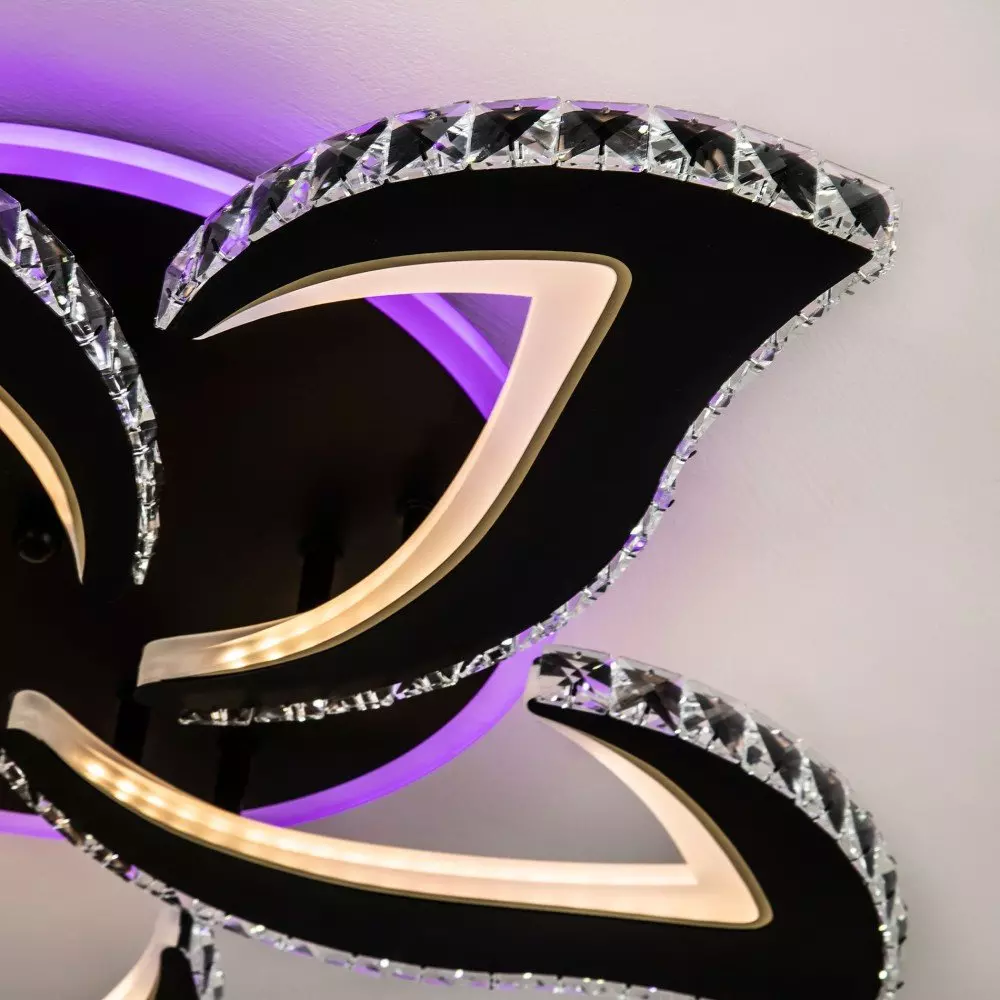 Люстра светодиодная 100Вт черный 3000-6000K RGB пульт LED4U L2839-5 BK