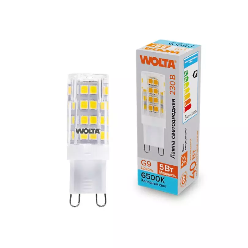 Лампа светодиодная Wolta G9 230В 5Вт 4000К нейтральный, пластик