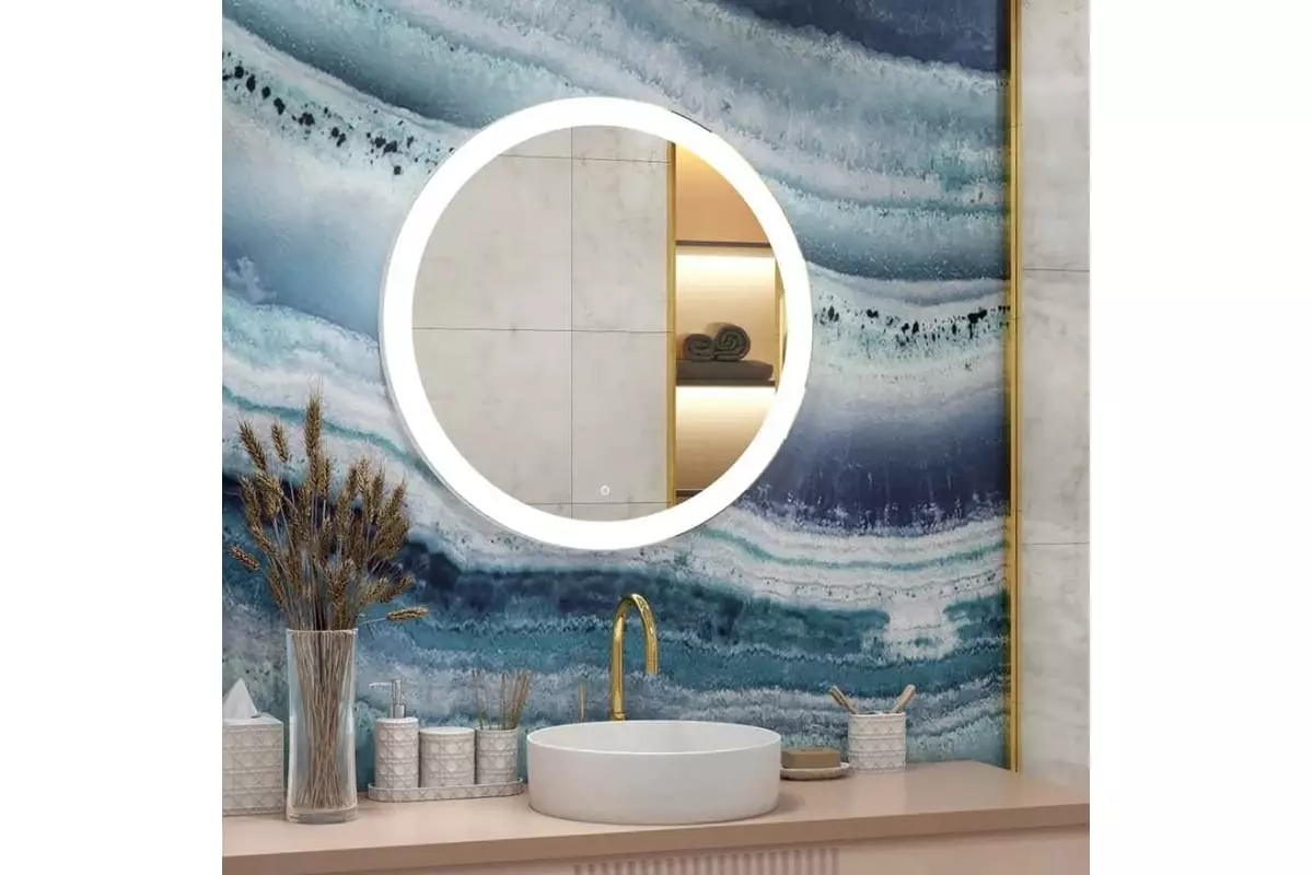 Зеркало в ванную круглое d77 см Континент Rinaldi Led ЗЛП39 подсветка, сенсор