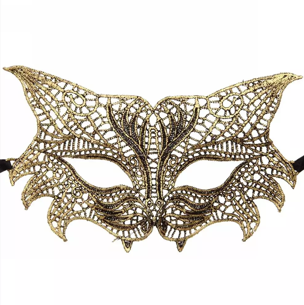 Маска кружево Тигрица золотой 770-0329/3